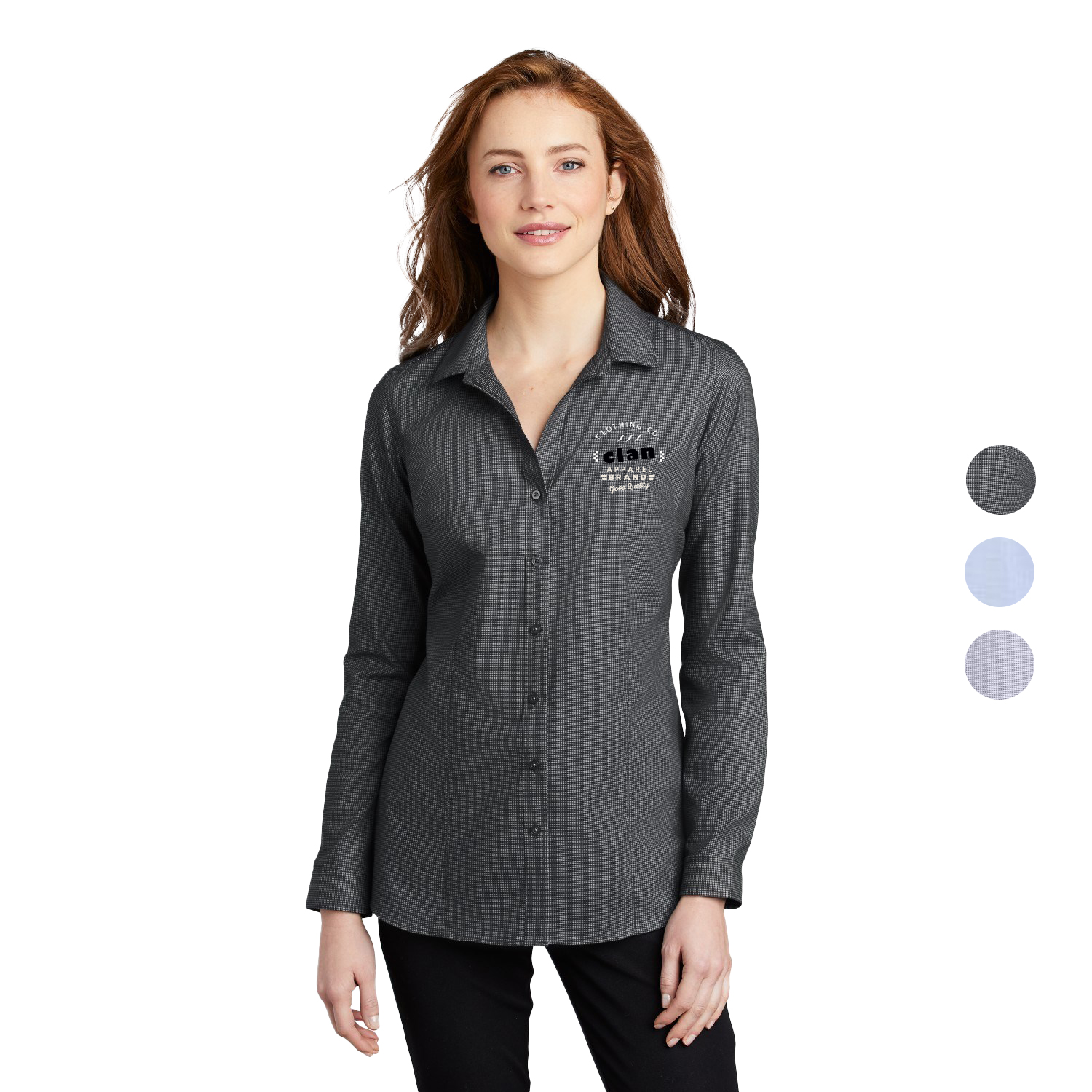 Port Authority Ladies Pincheck Easy Care Shirt 3.4 oz Custom