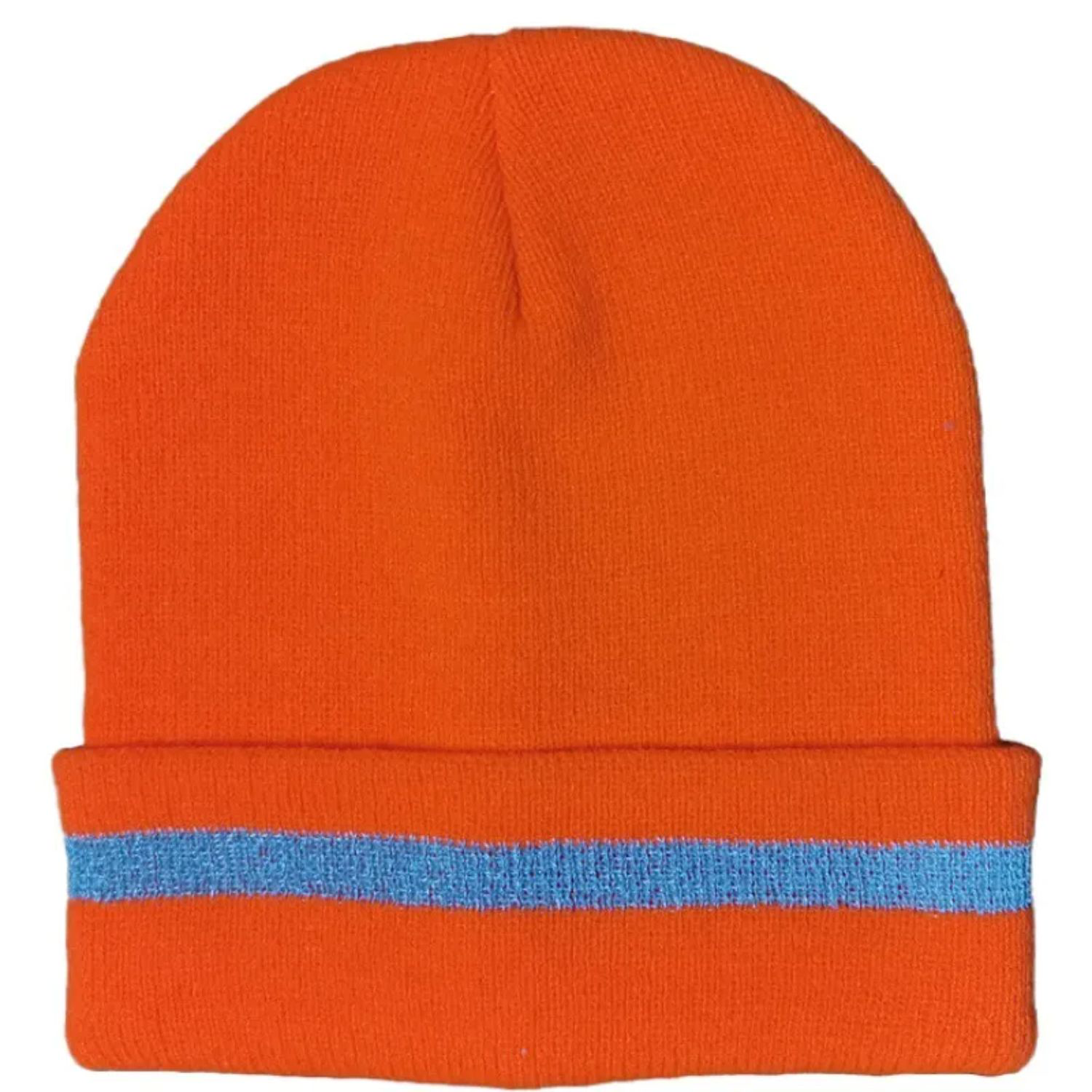100% Acrylic Reflective Stripe Knitted Cuffed Safety Beanie