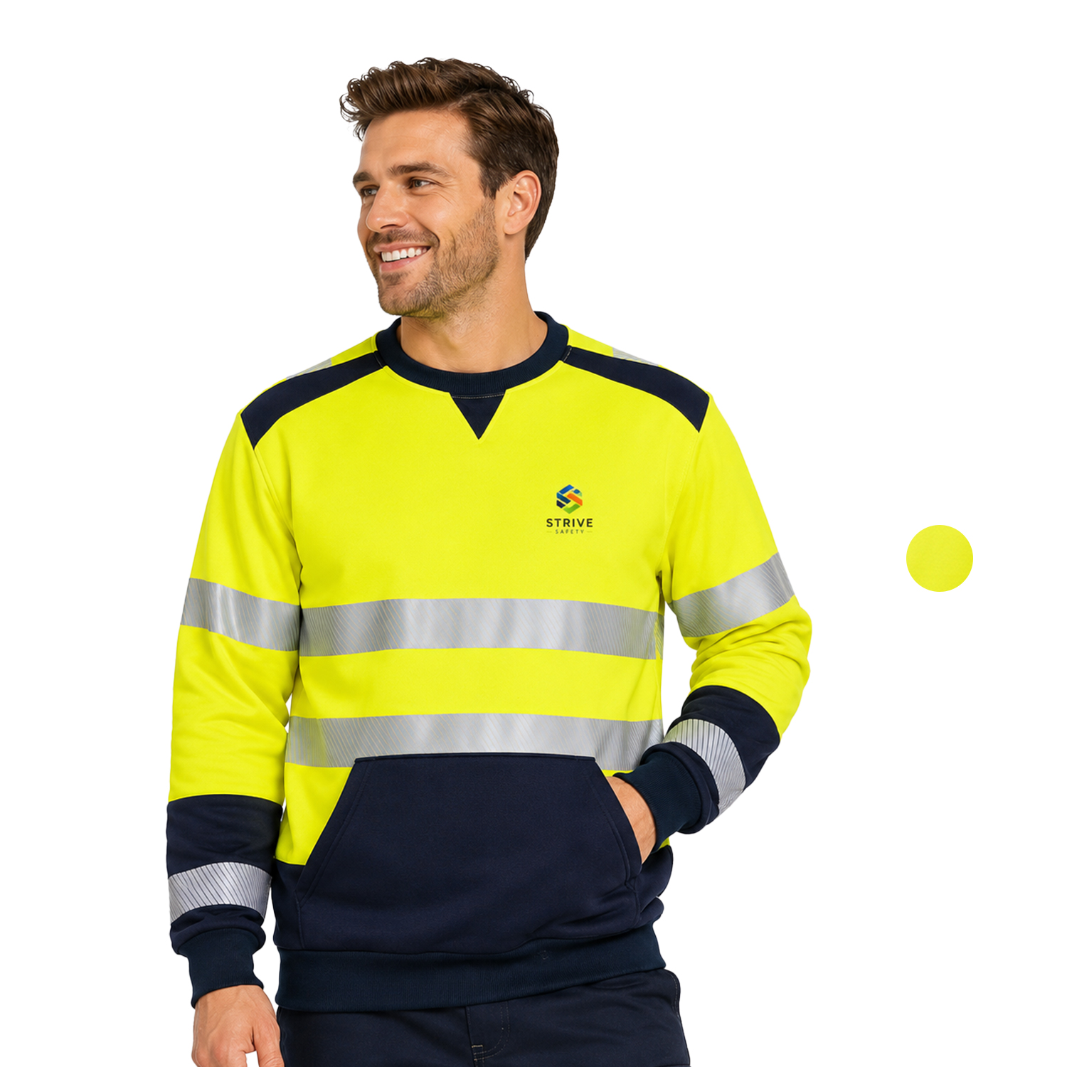 Class 3 Color Block Safety Sweatshirt With Segmented Tape And Kangaroo Pocket