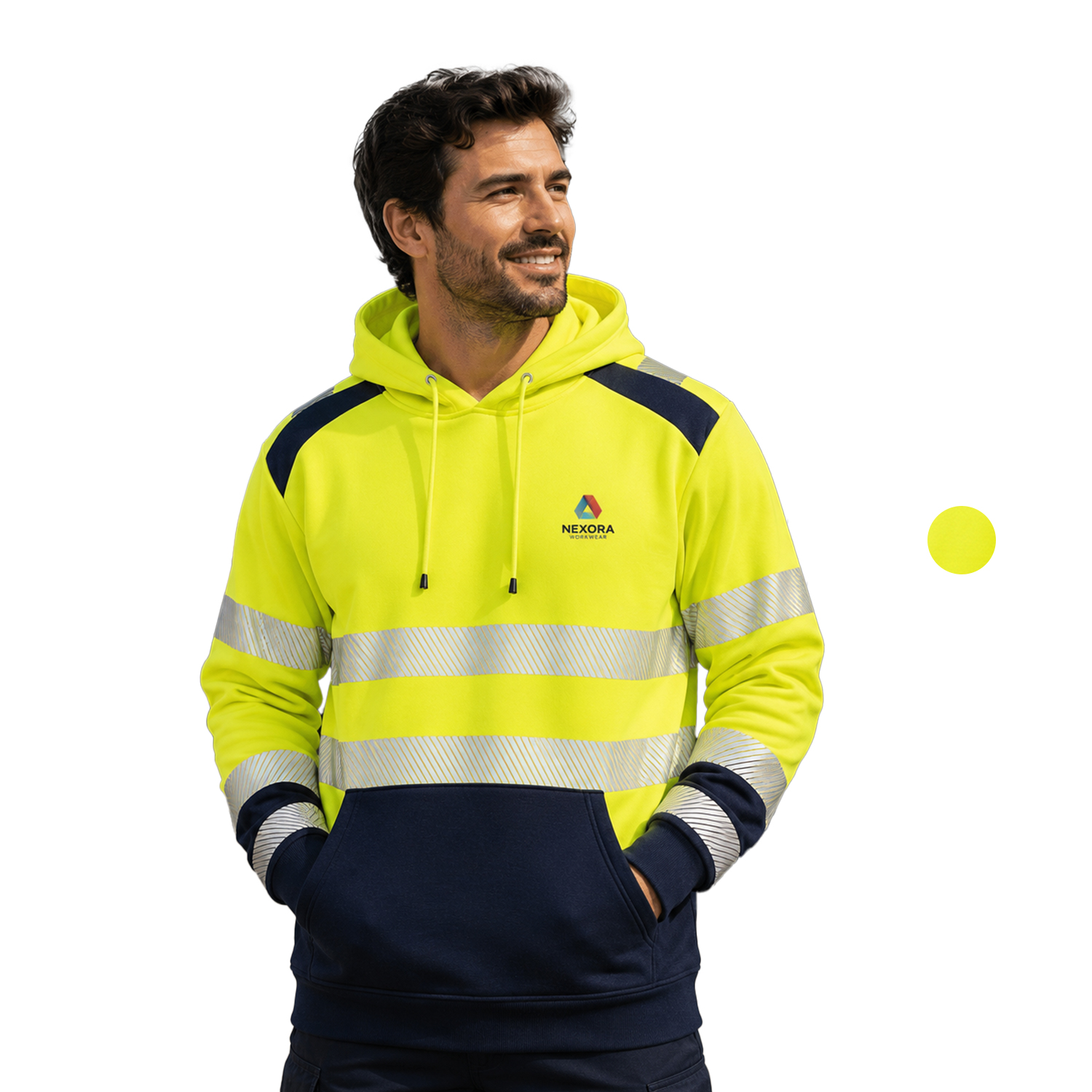 Class 3 Color Block Safety Hoodie With Segmented Tape And Kangaroo Pocket
