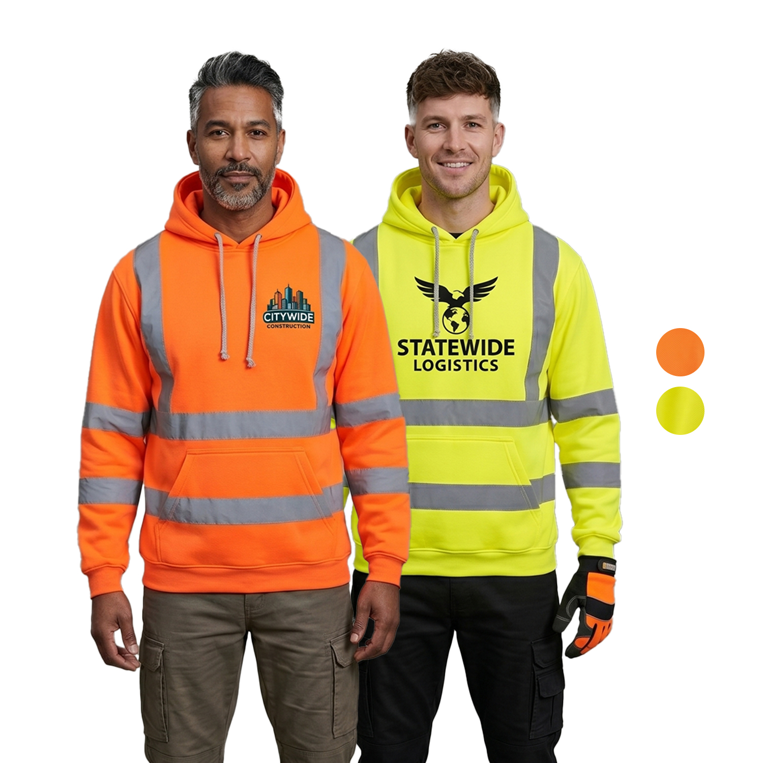 Class 3 Double Band 2" Reflective Tape Safety Hoodie with Kangaroo Pocket