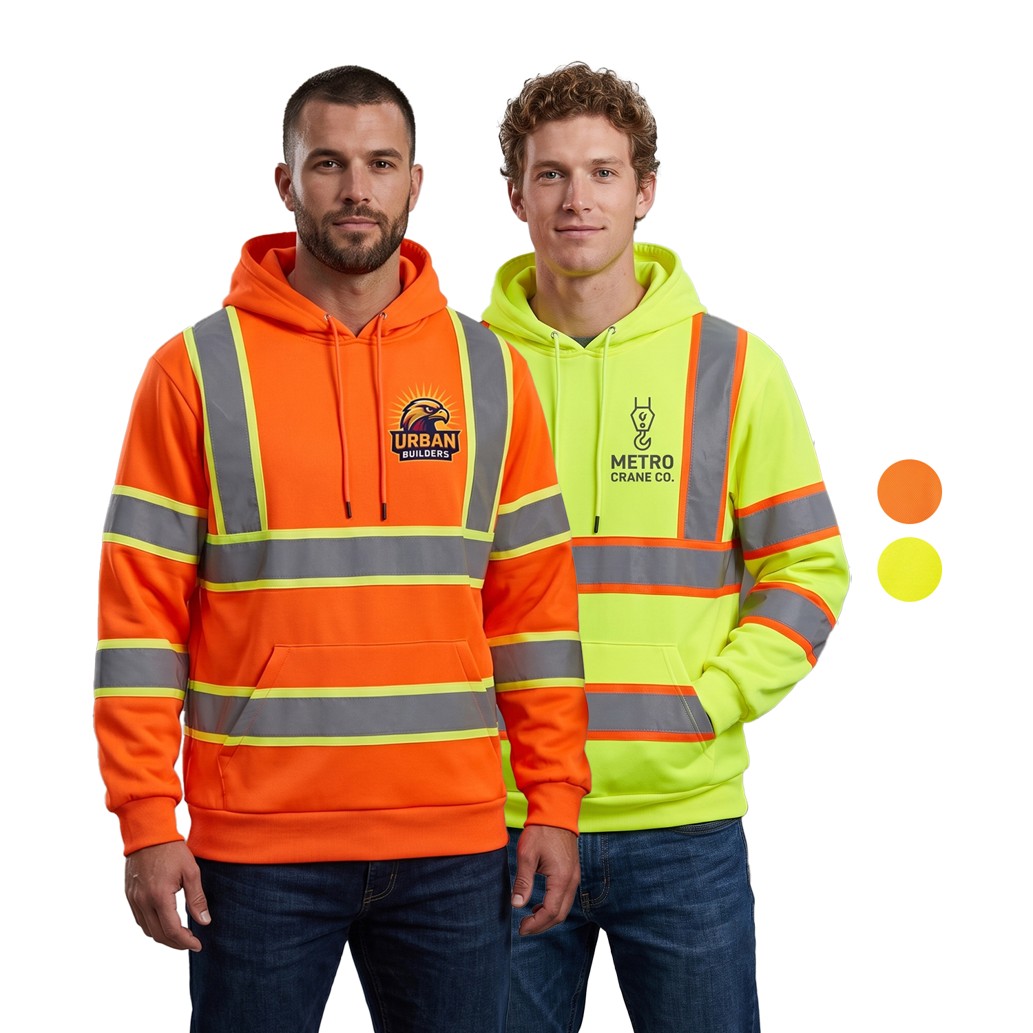 Class 3 Two Tone Double Band 2" Reflective Tape Safety Hoodie