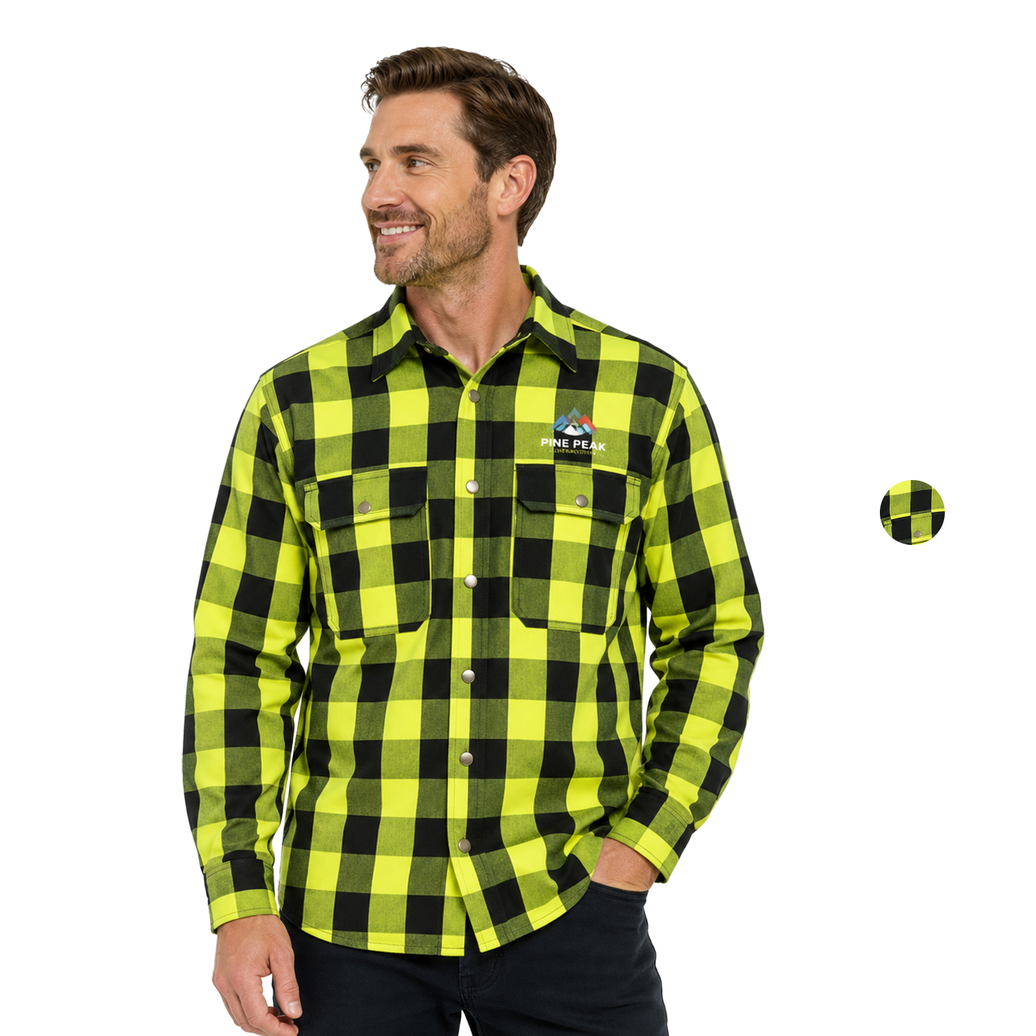 Buffalo Plaid Quilt-Lined Flannel Safety Shirt Jacket