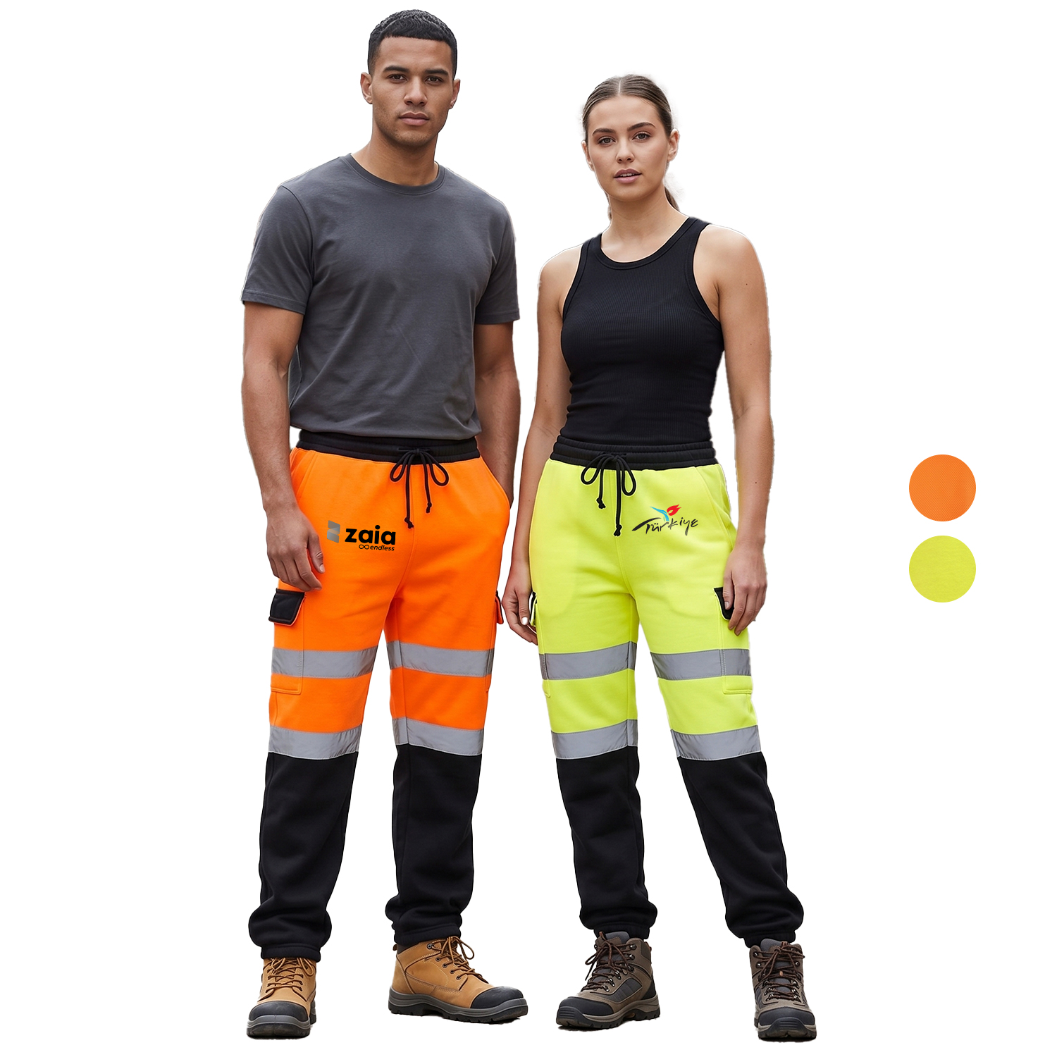 Color Block Safety Sweatpants Class E Reflective Tape Joggers