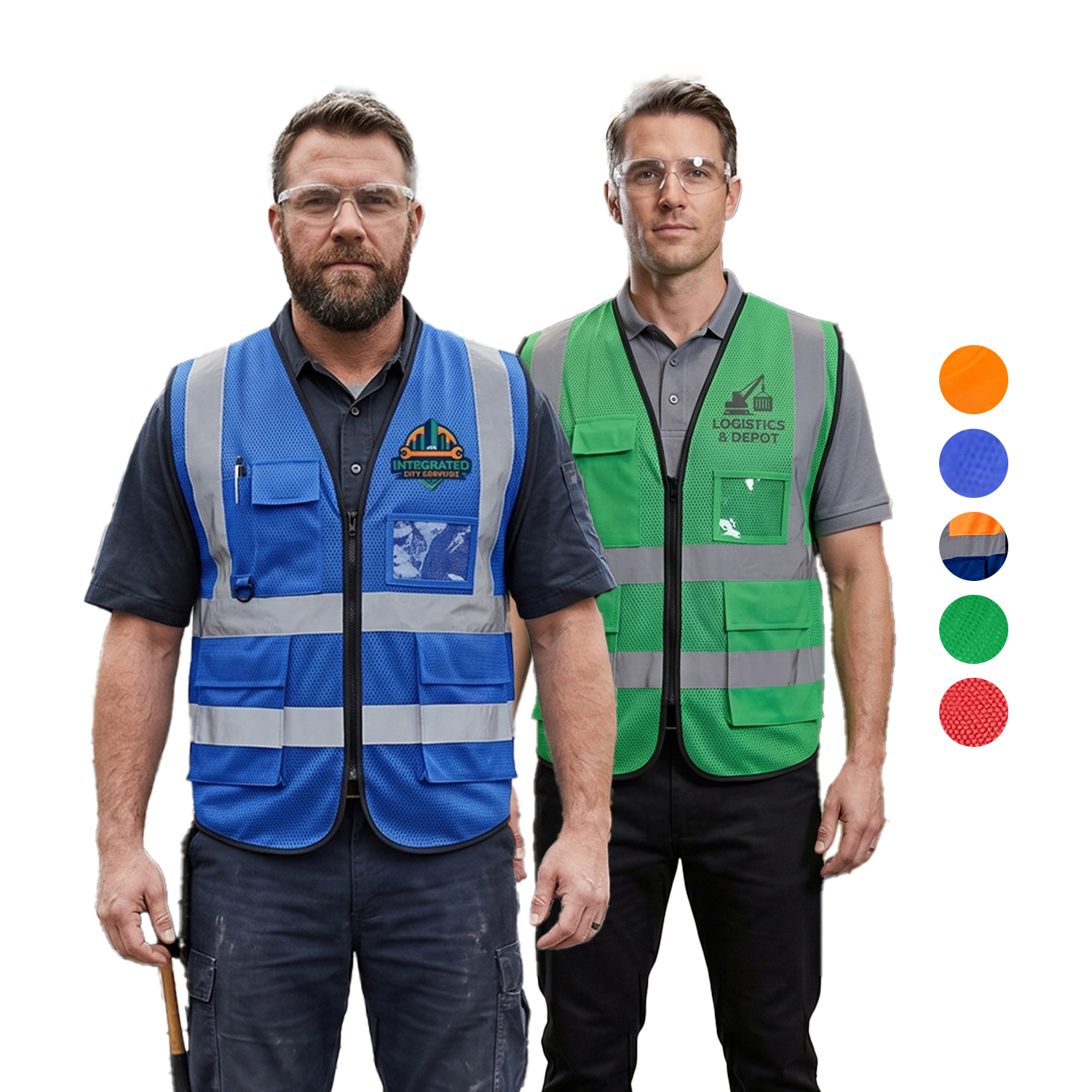 3.8 Oz. Polyester Double Band Class 2 Reflective Safety Vest With 4 Pockets