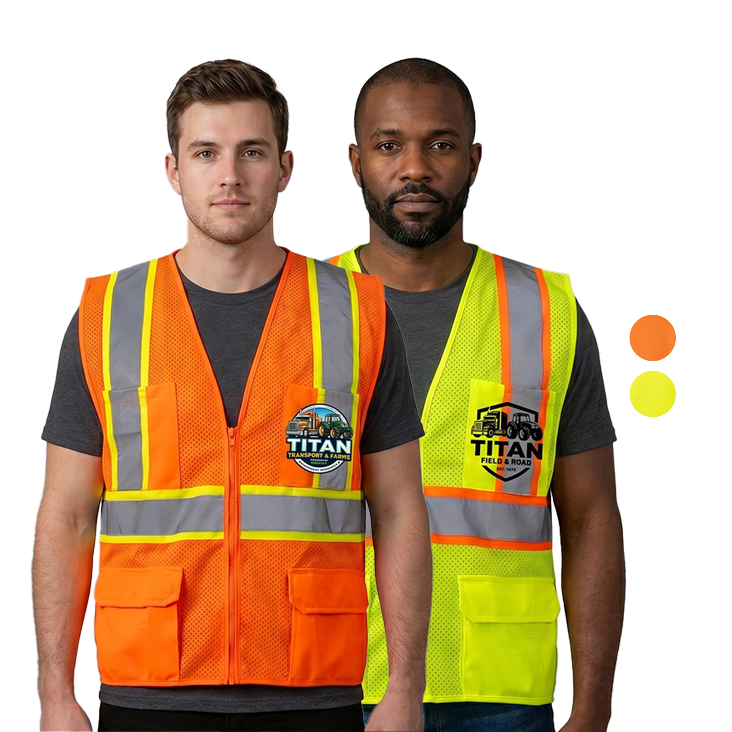 3.8 Oz. Polyester Class 2 Two Tone Reflective Tape Safety Vest With 4 Pockets