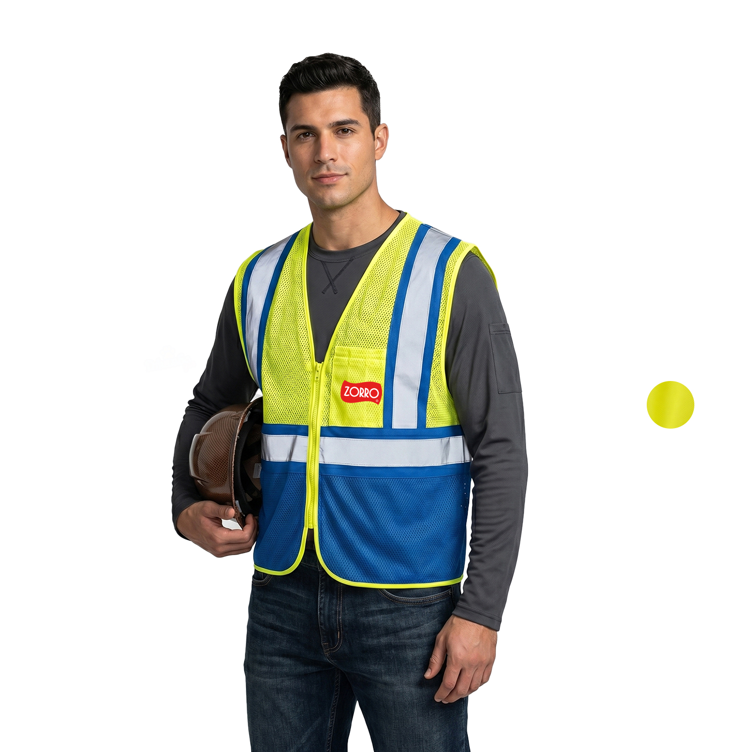 Reflective Class 2 Mesh Blue Bottom Safety Vest With Pockets