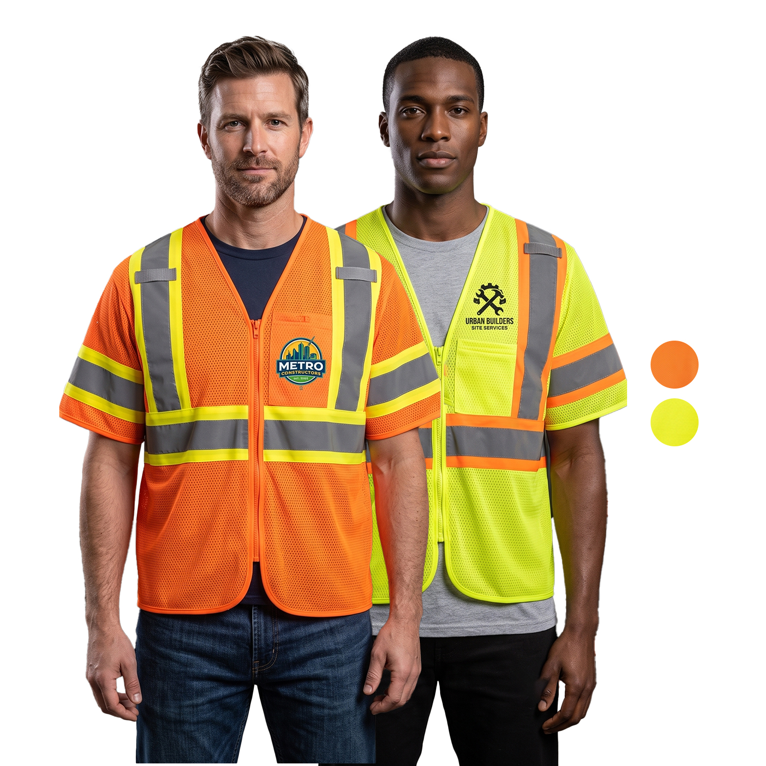 3.8oz. Polyester Class 3 Two Tone Reflective Safety Vest With Pocket