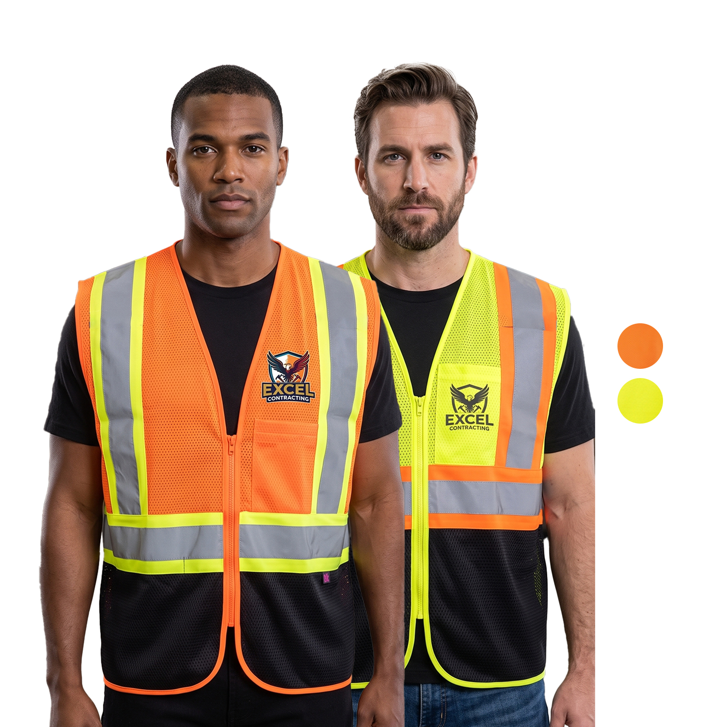 3.8 Oz. Polyester Class 2 Color Block Reflective Tape Safety Vest With Pocket