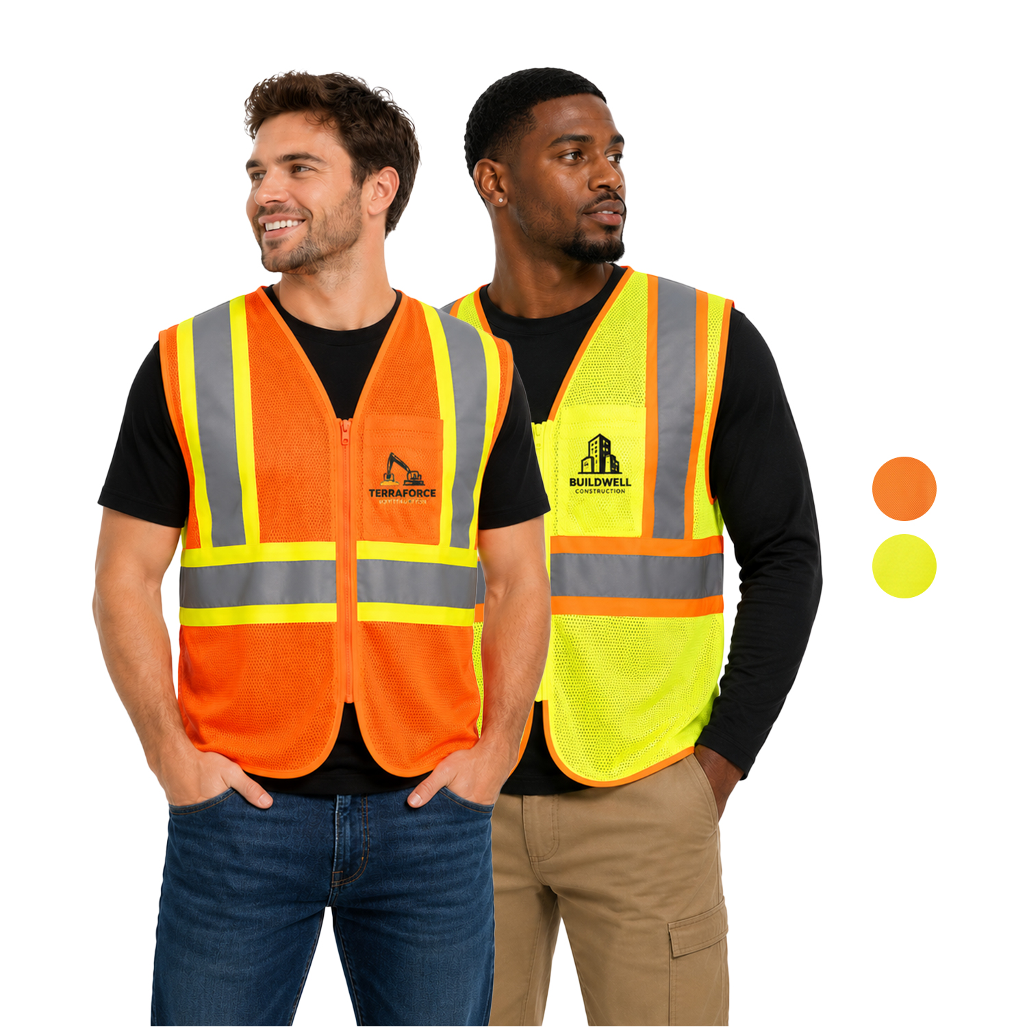 3.8 Oz. Polyester Class 2 Two Tone Reflective Tape Safety Vest With Pocket