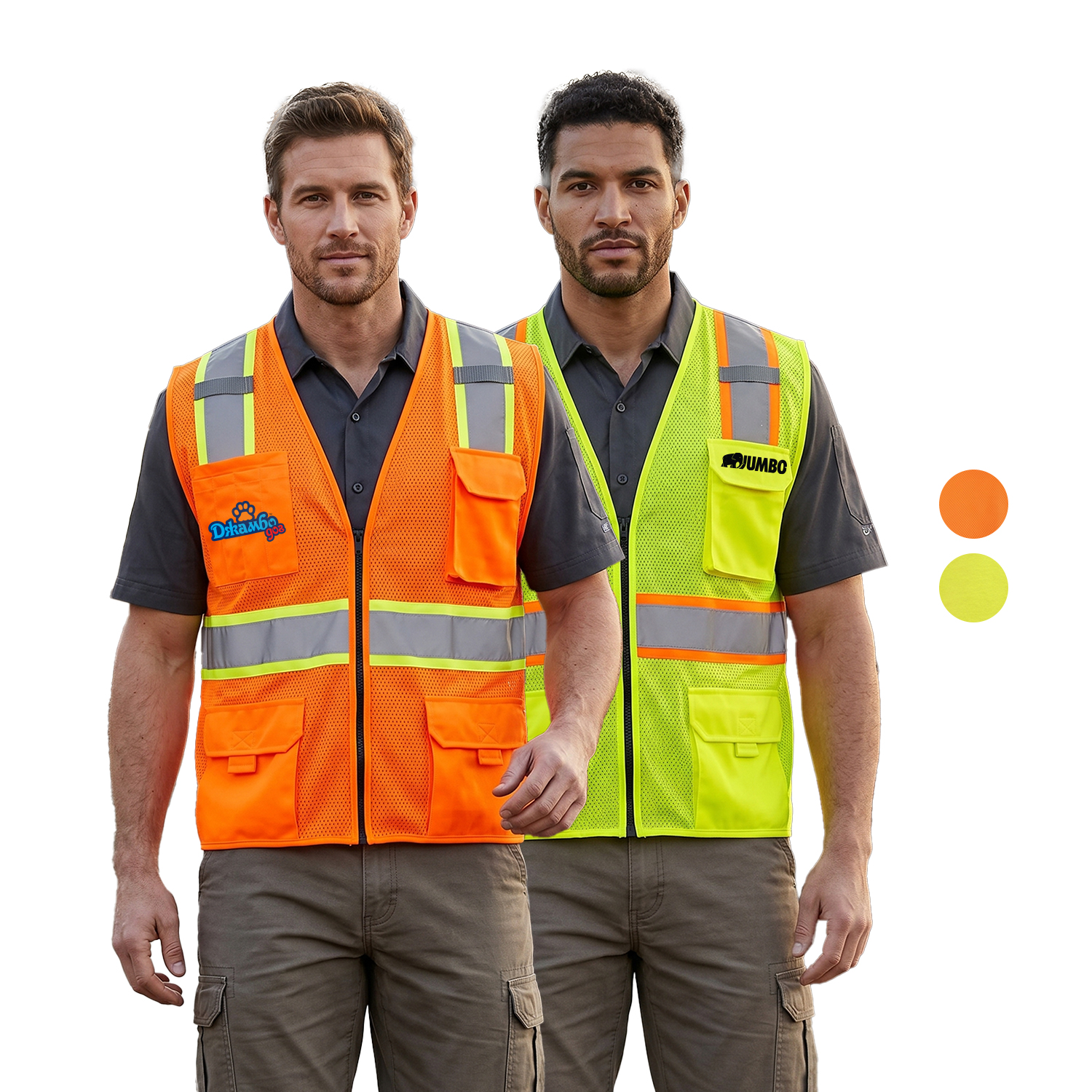 3.8 Oz. Polyester Class 2 Reflective Safety Vest With 4 Pockets & Dual Mic Tabs
