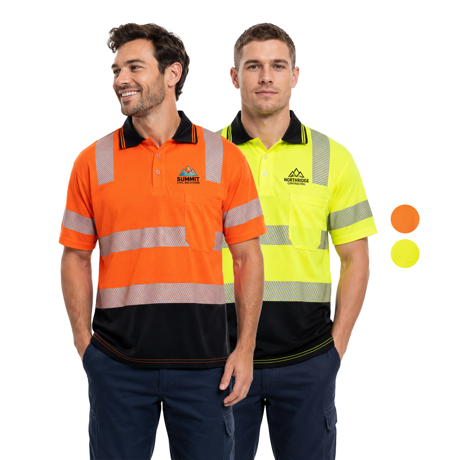 Class 3 Cotton Knitted Double Band Segmented Tape Polo Shirt with Pocket