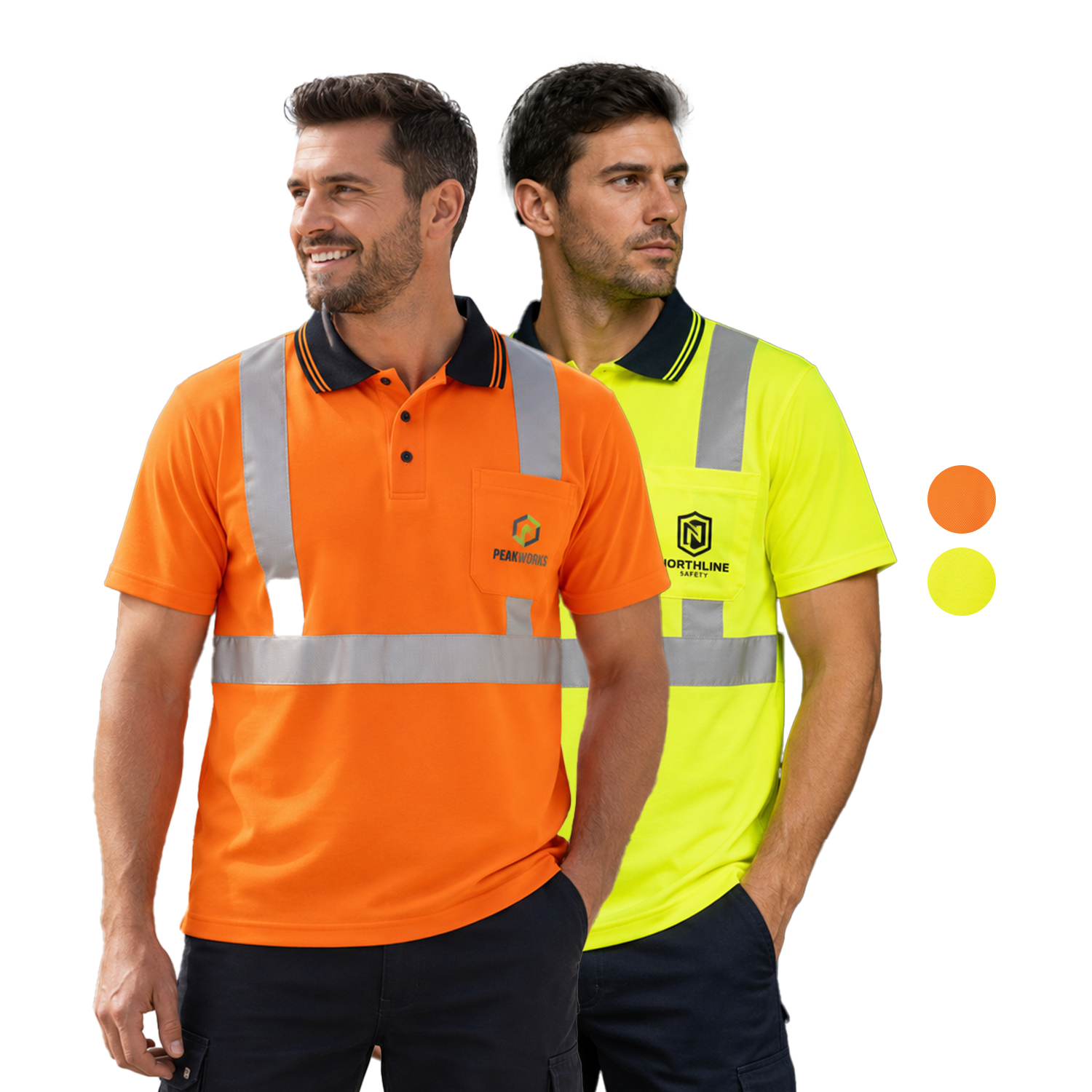 Class 2 Cotton Knitted Reflective Tape Polo Shirt with Pocket