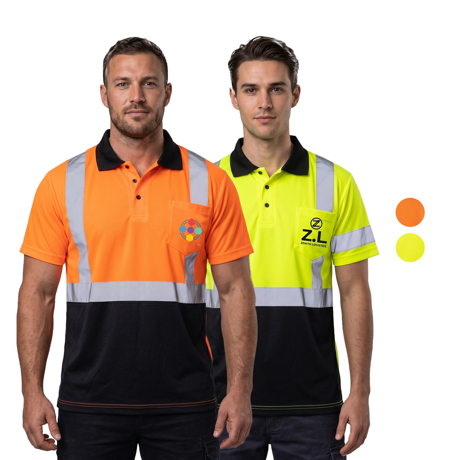 Class 3 Color Block Safety Polo With 2" Reflective Tape & Pocket