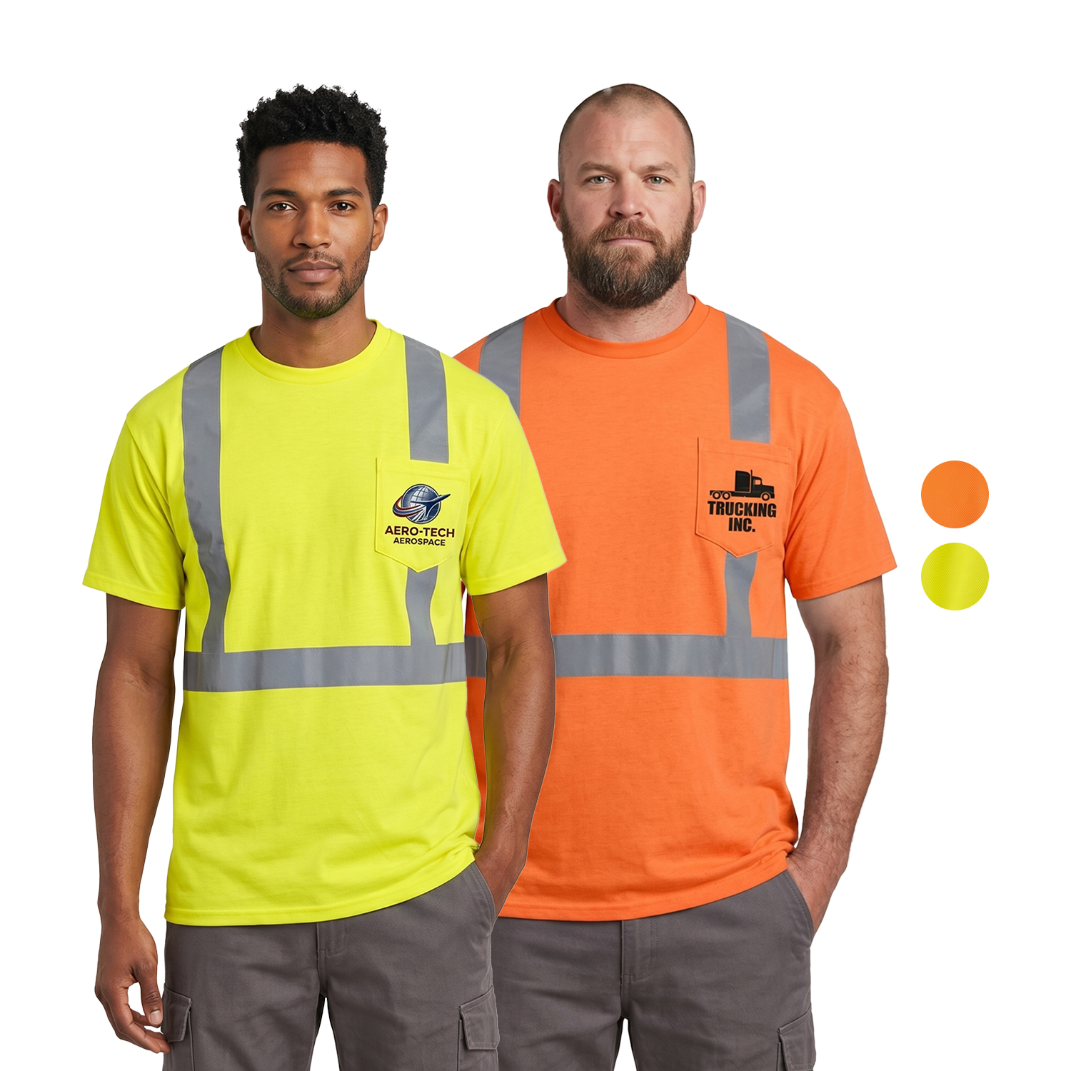 Class 2 Poly-Cotton Reflective Tape Safety T-Shirt with Pocket