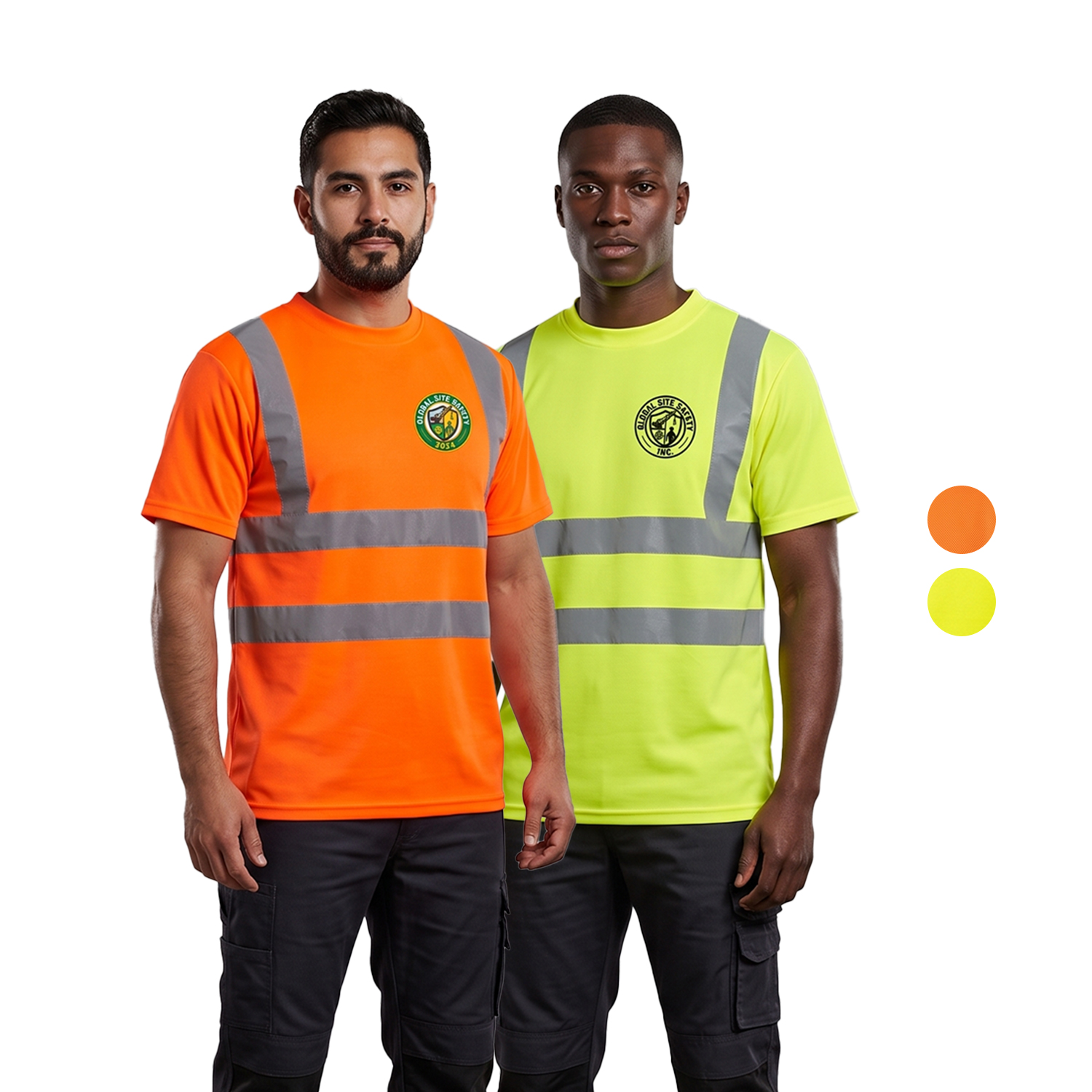 Class 2 Poly-Cotton Odor Reducing Double Band Reflective Tape Safety T-Shirt