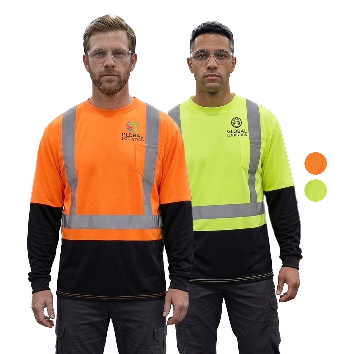 3.8 Oz. Polyester Class 2 Color Block Reflective Tape Safety T-Shirt with Pocket