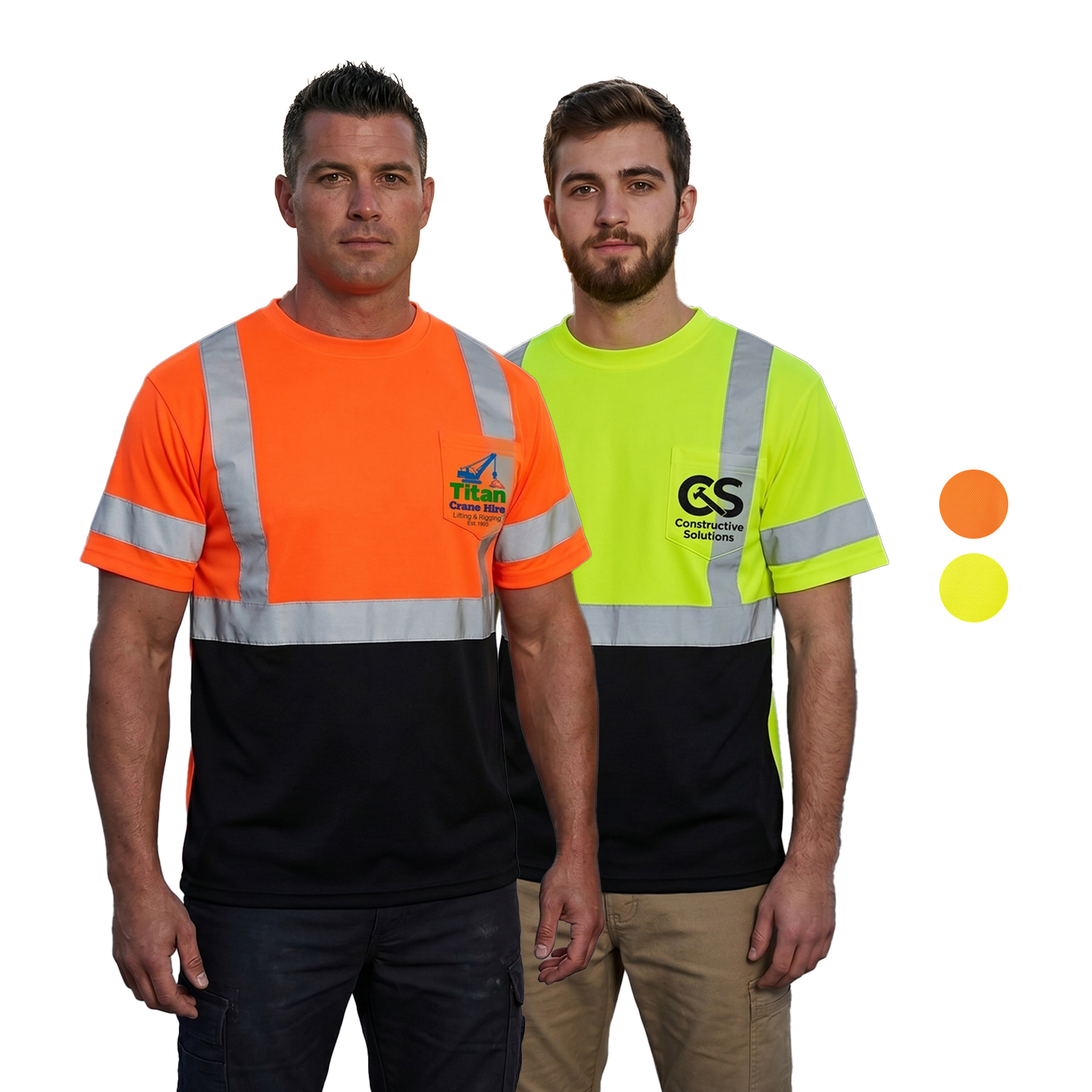 3.8 oz. Polyester Class 3 Color Block Reflective Tape Safety T-Shirt with Pocket