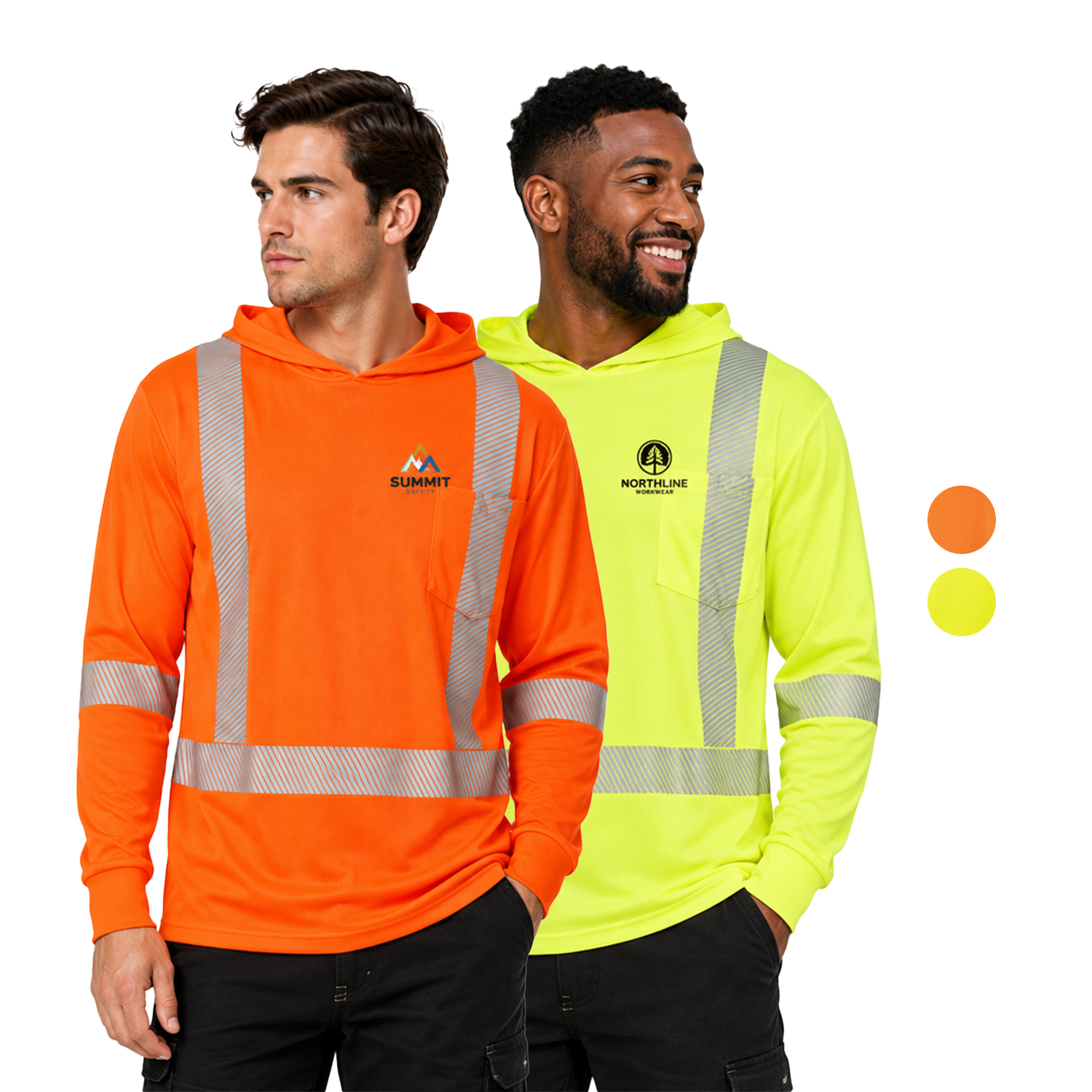 3.8 Oz. Polyester Class 3 Segmented Tape Cross Back Safety Hooded Pocket T-Shirt