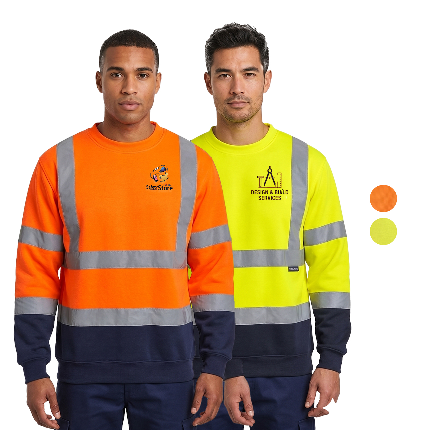 Class 3 Color Block 2" Double Band Reflective Tape Safety Sweatshirt