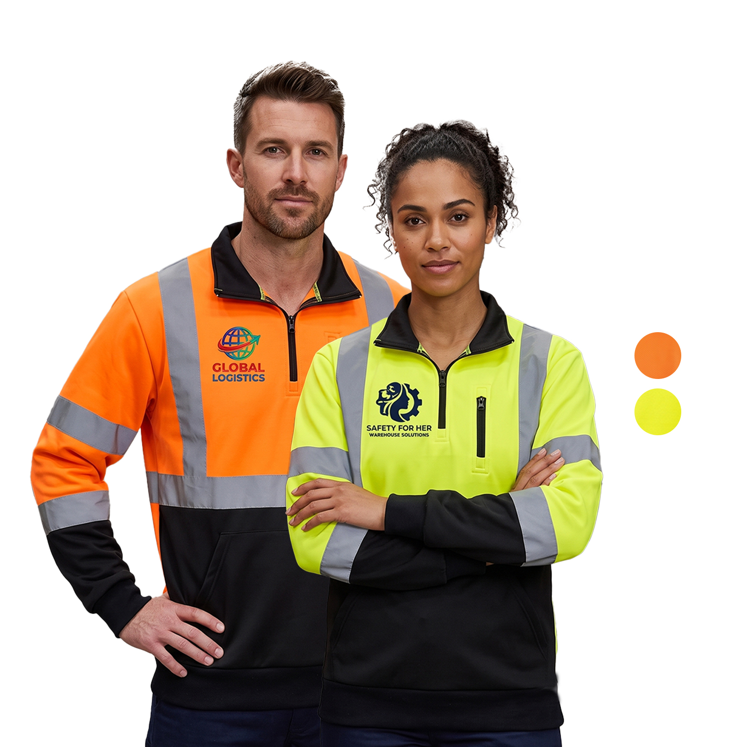 Class 3 Color Block Safety Quarter Zip with Kangaroo Pocket