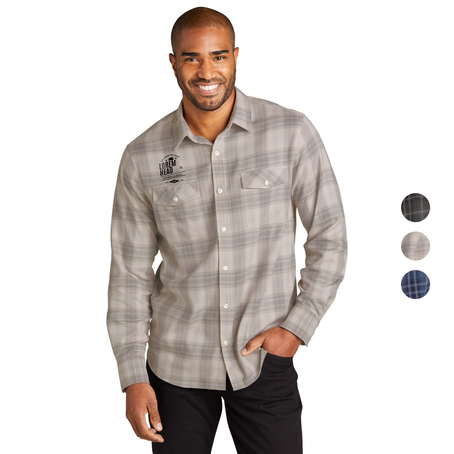 Port Authority Long Sleeve Ombre Plaid Shirt 4.6 oz. Custom