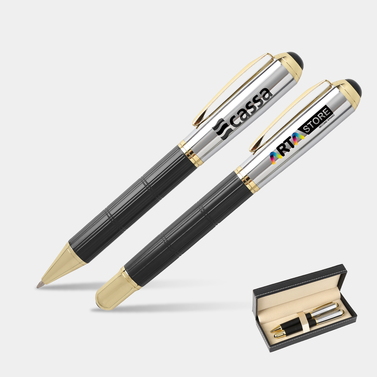 TiTUS® Luxury Silver Color Pen Set – Ballpoint & Rollerball Duo with Gift Box