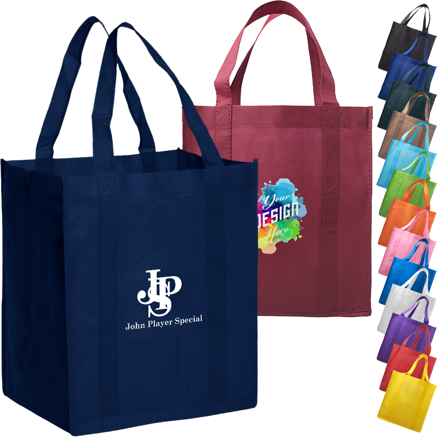 Non-Woven Reusable Grocery Shopping Tote Bag W/ Gusset USA Decorated (13" X 10" X 15")