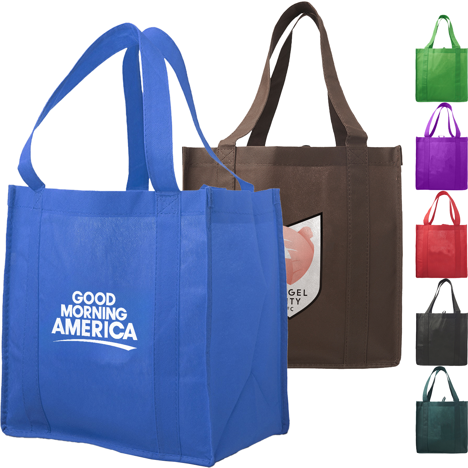 Reusable Thunder Non-Woven Grocery Tote Bag W/ Gusset USA Decorated (12.62" x 13" x 8.75")