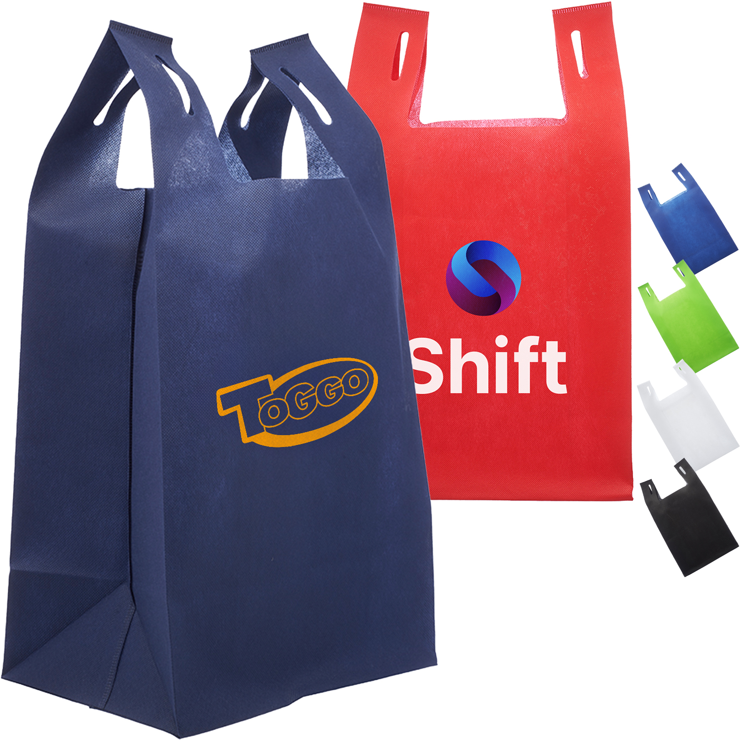 T-Shirt Style Grocery Shopping W/ Gusset Tote Bag (11" X 19.5" X 7")