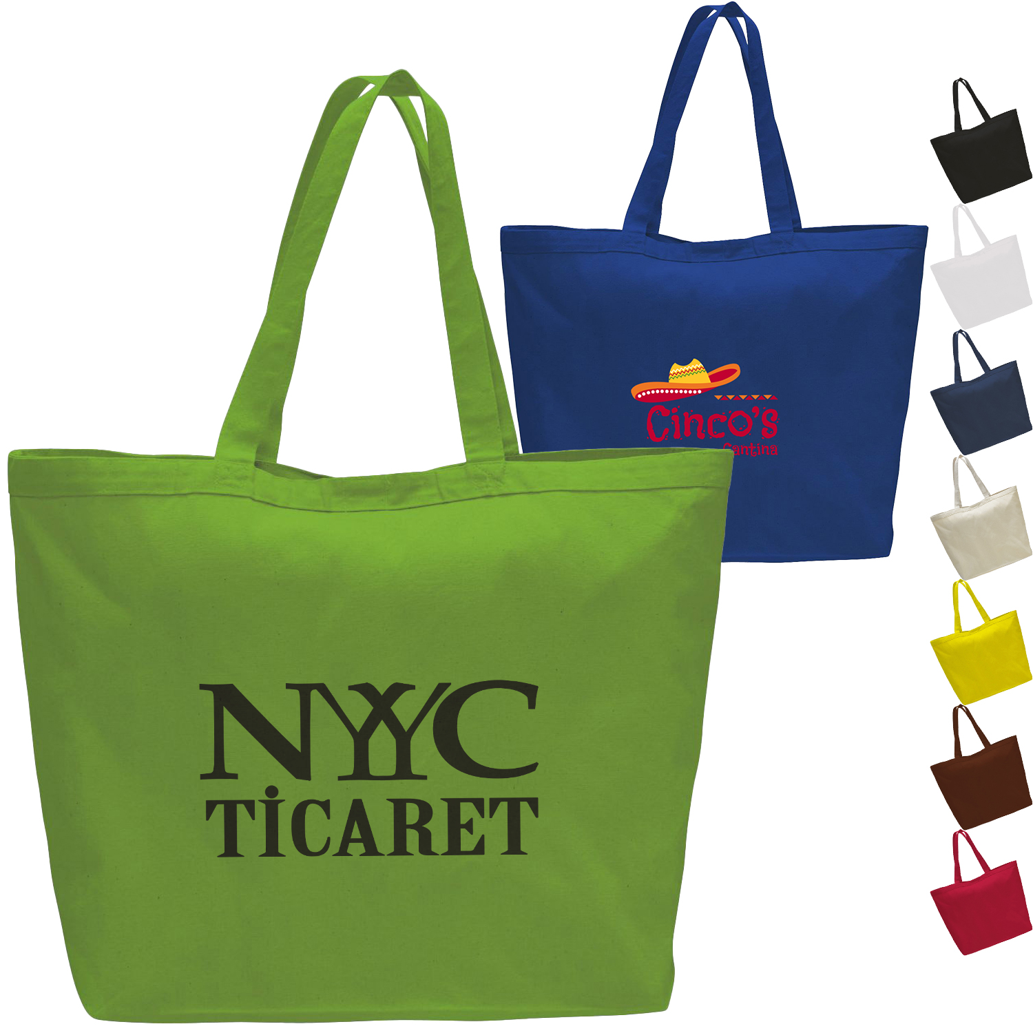 12 oz. Cotton Canvas Big Tote Bag USA Decorated (23" x 17")