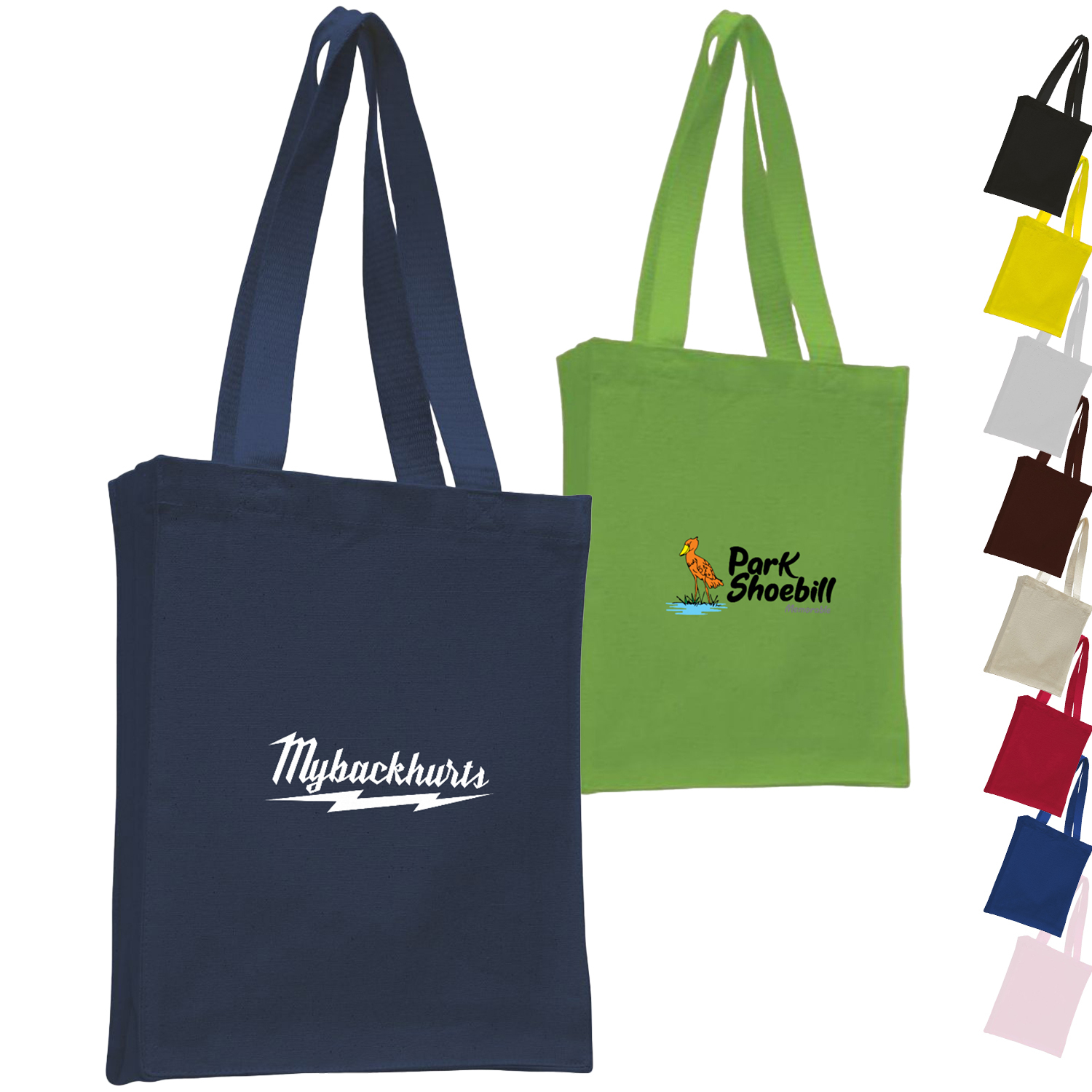 12 oz. COMPACT CONVENTION COTTON CANVAS TOTE BAG USA Decorated (10" x 12")