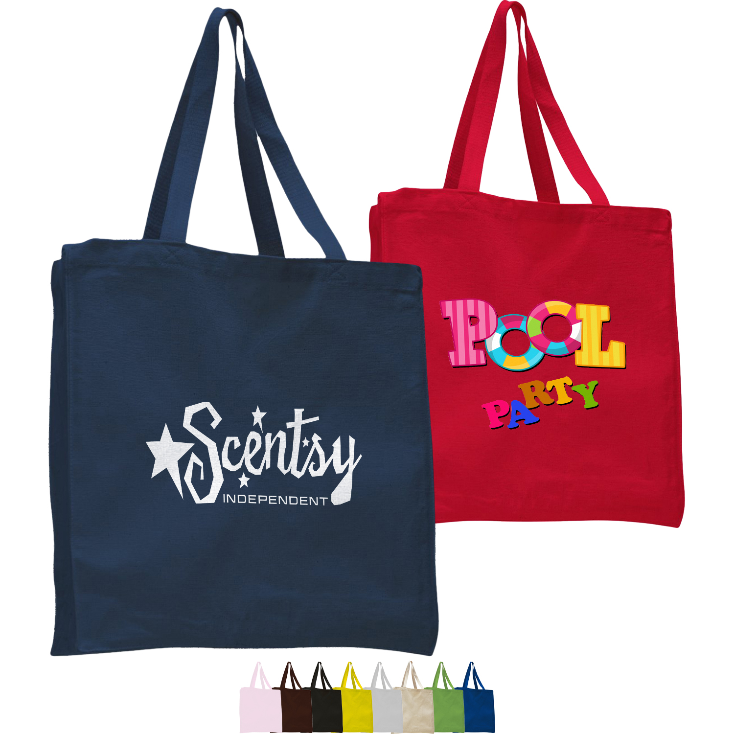 12 oz. CLASSIC BOOK BAGS W/ GUSSET COTTON CANVAS TOTES USA Decorated (14" X 15" X 4")