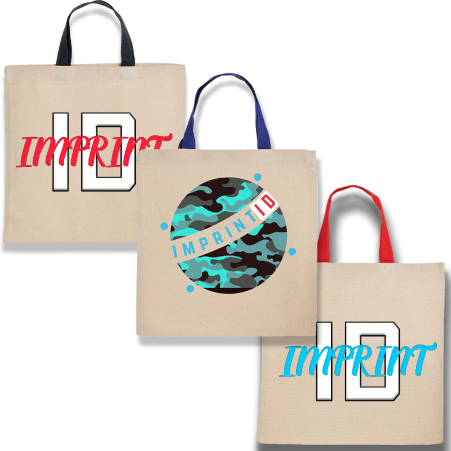COTTON CANVAS TOTE BAG W/ CONTRASTING WEB HANDLES 14" X 14" BAGS