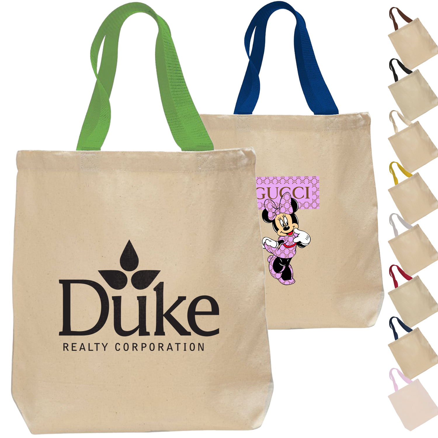 12 OZ. PROMOTIONAL COTTON CANVAS TOTE BAG W/ NYLON WEB HANDLES