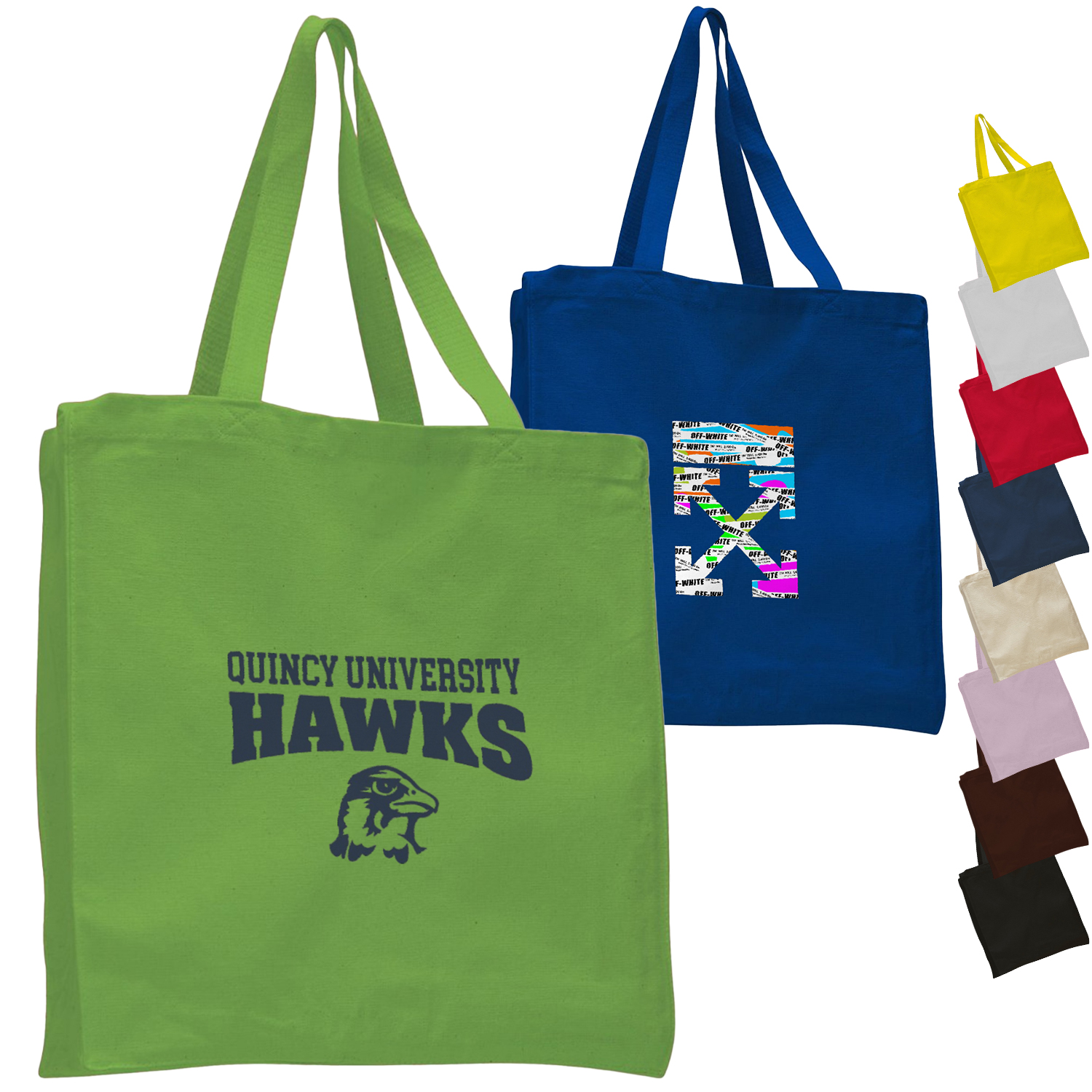 12 Oz. Cotton Canvas Book/Tote Bag USA Decorated (14"x15"x 4")