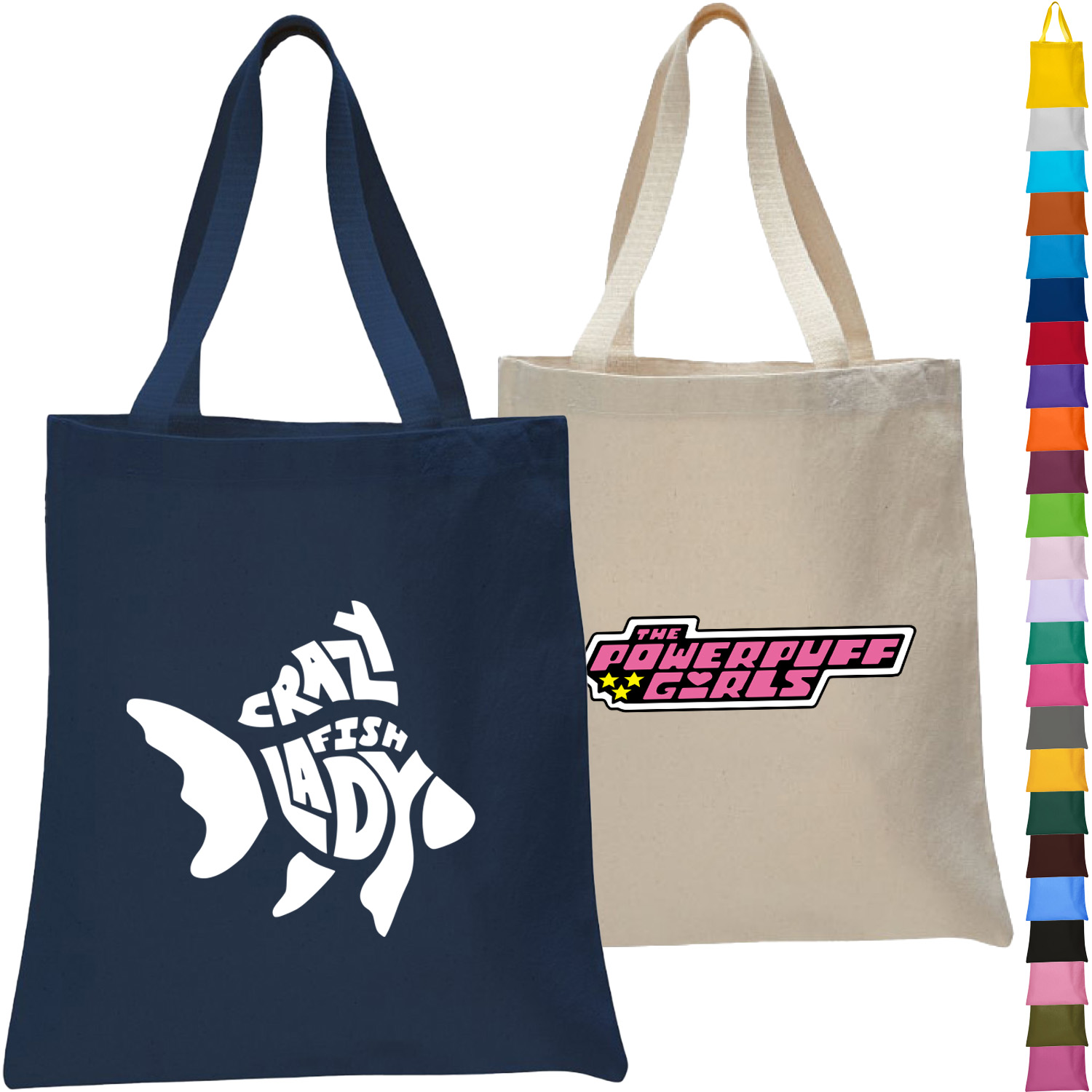 HEAVYWEIGHT COTTON CANVAS TOTE BAG 12 OZ. W/ WEB HANDLES USA Decorated (15" x 16")