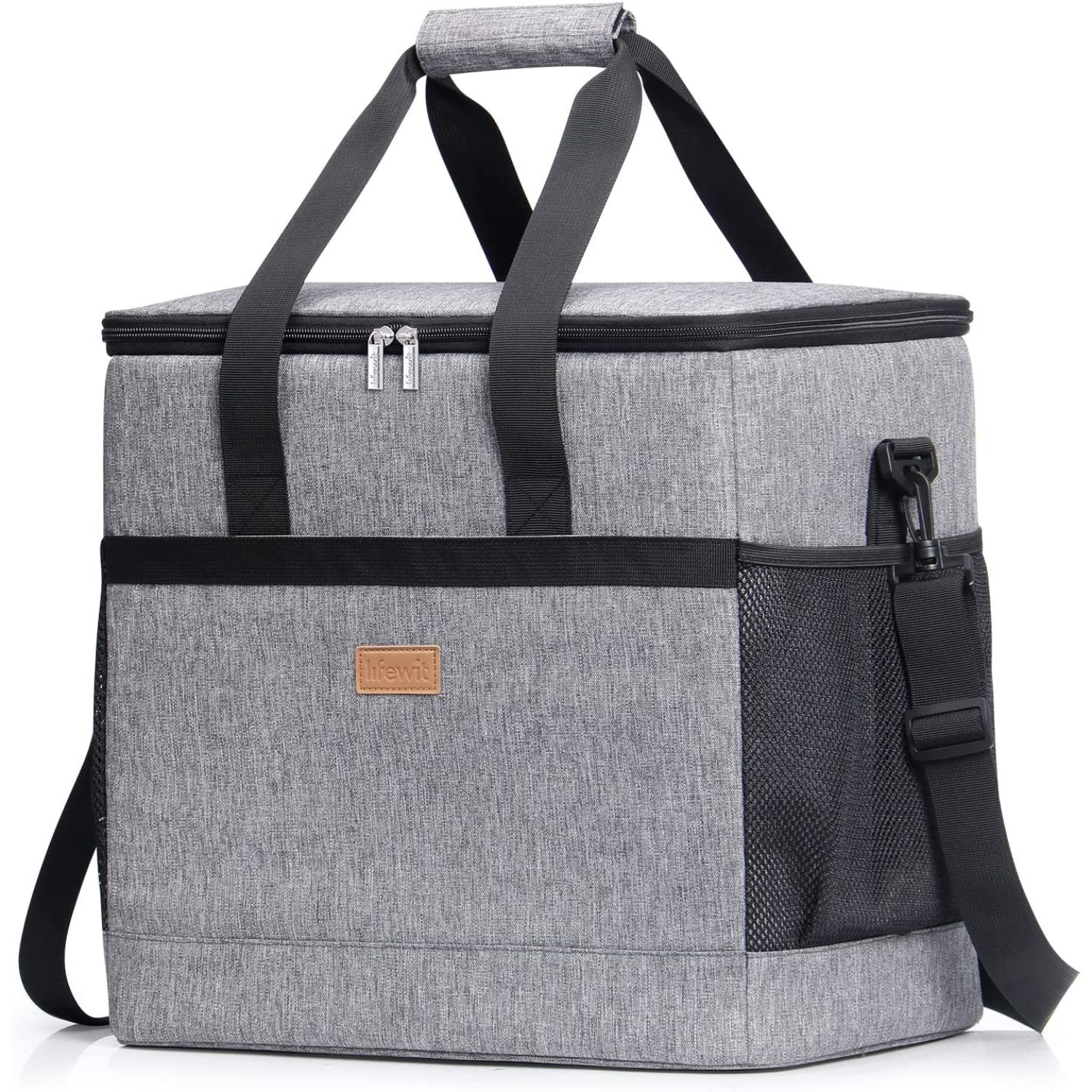 12-Can Double Zipper IceChip Cooler Bag w/ Both Side Mesh Pocket