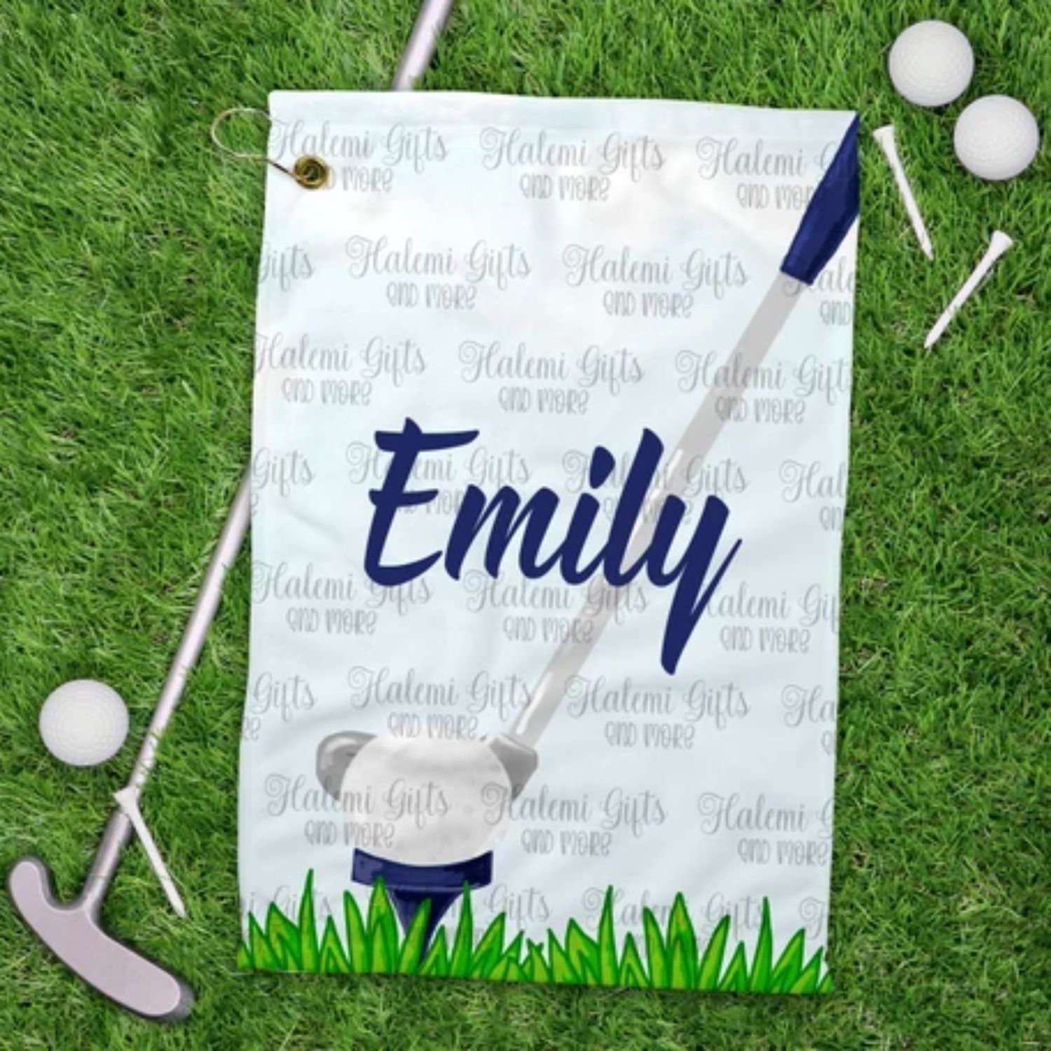 12"x 20" Sublimated Microfiber Golf Towel with Grommet & Carabiner