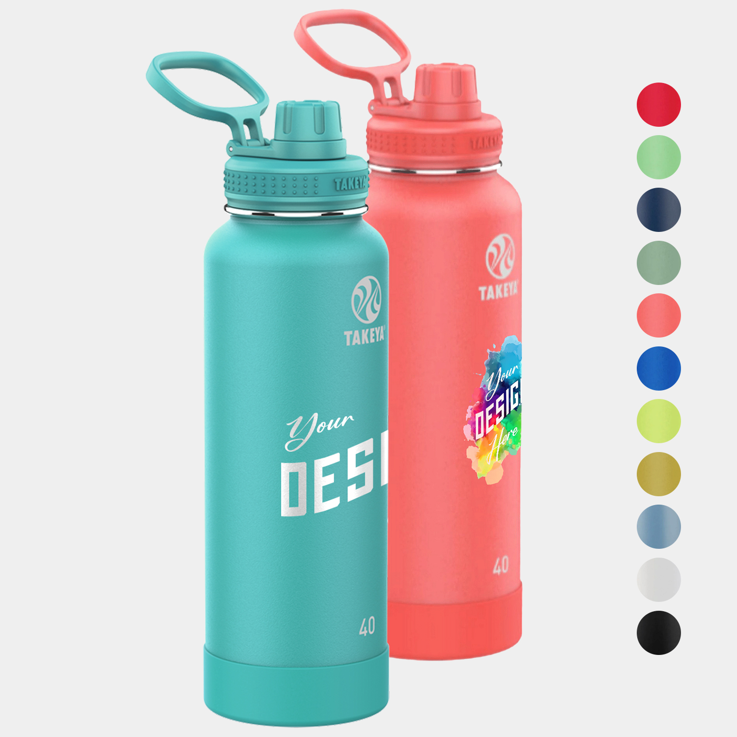 40 oz Takeya® Stainless Steel Insulated Active Water Bottle w/ Spout Lid