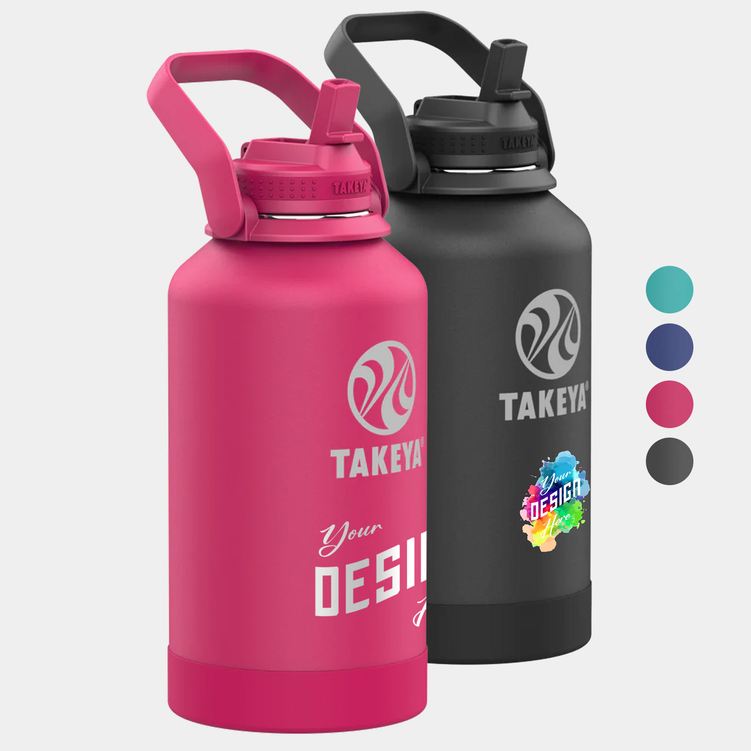 64 oz Takeya® Stainless Steel Insulated Pickle Ball Water Bottle w/ Straw Lid