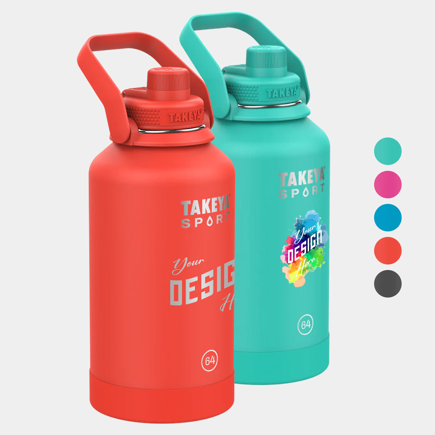 64 oz Takeya® Stainless Steel Insulated Sport Water Bottle w/ Spout Lid