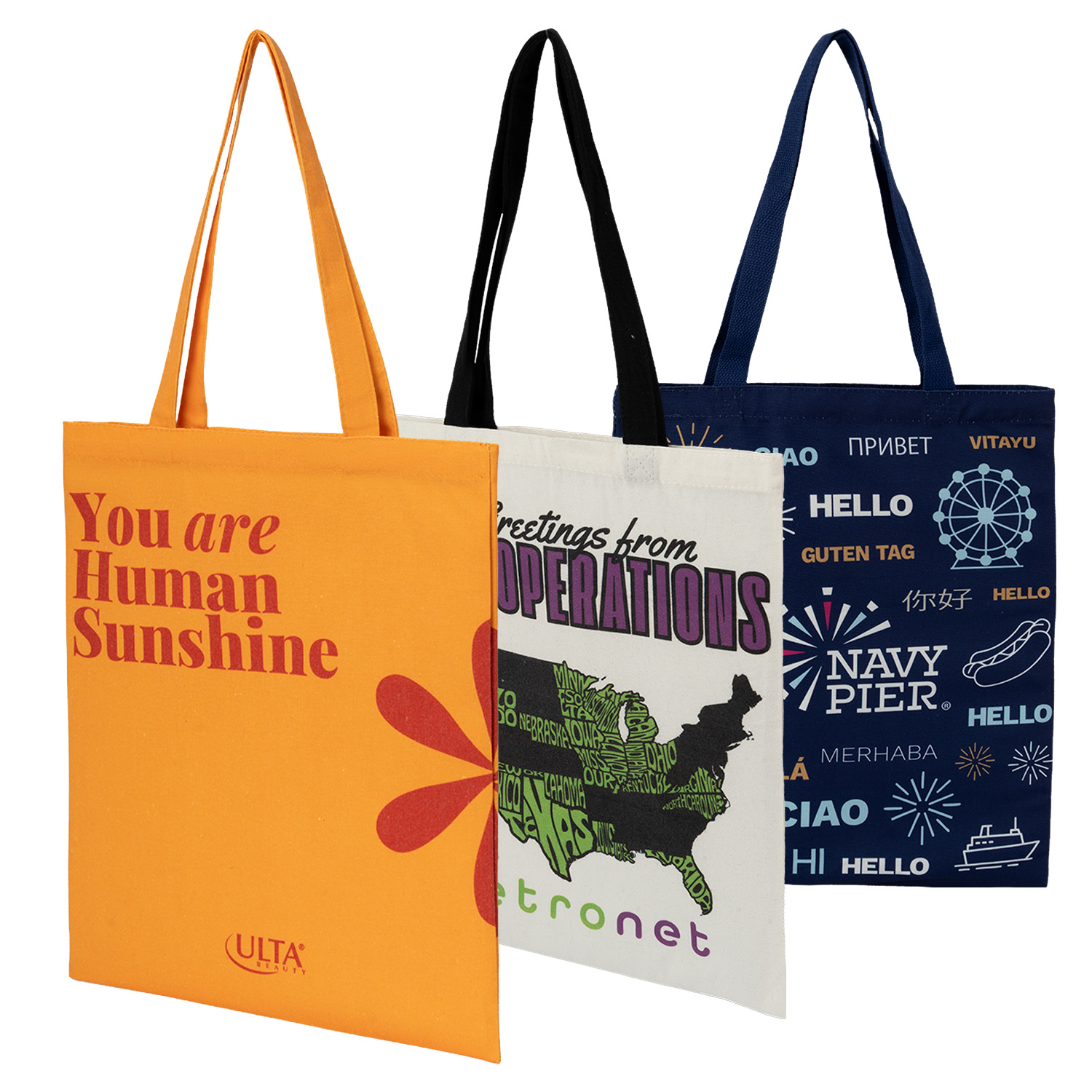 8 Oz. Sublimated Poly Canvas Full Color  Tote Bag (14" x 16")
