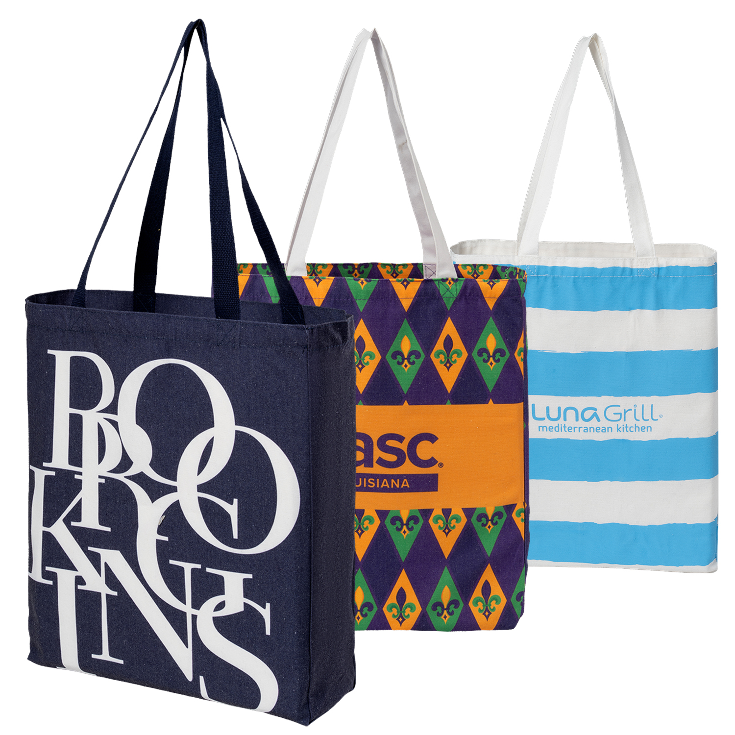 8 Oz. Sublimated Poly Canvas Shopping Tote Bag w/ Gusset (14" x 16" x 4")