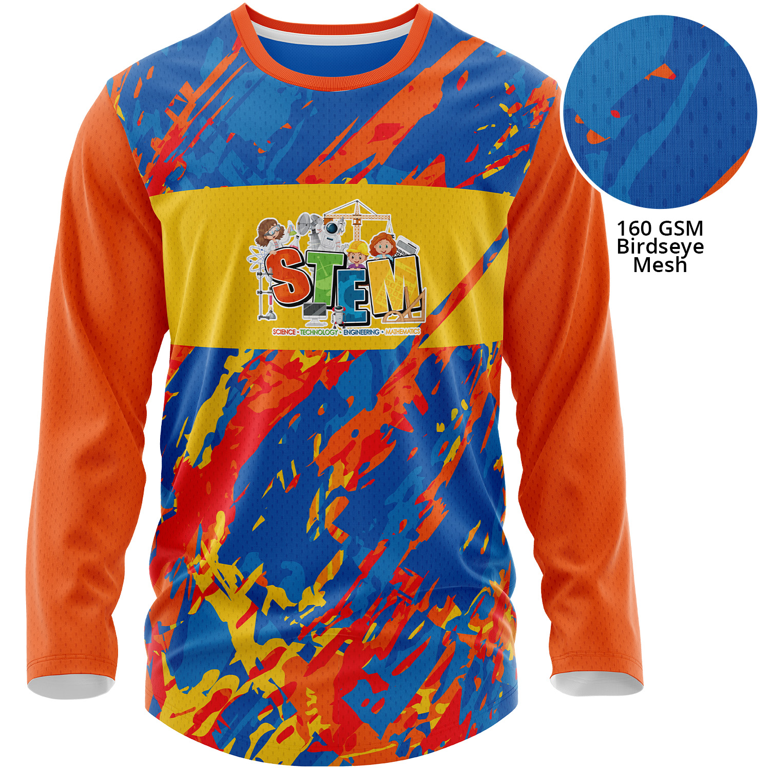 Youth 160 GSM Birdseye Mesh Sublimation Long Sleeve T-shirt