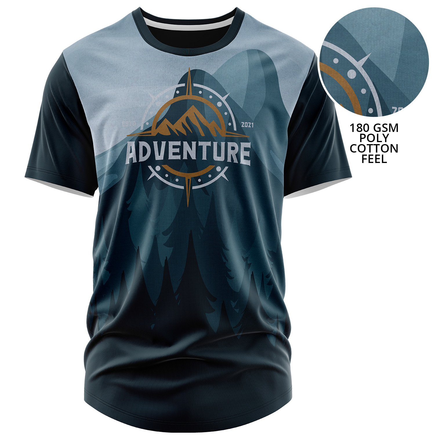Unisex 180 GSM Jersey Knit Cotton Feel Sublimation Short Sleeve T-shirt