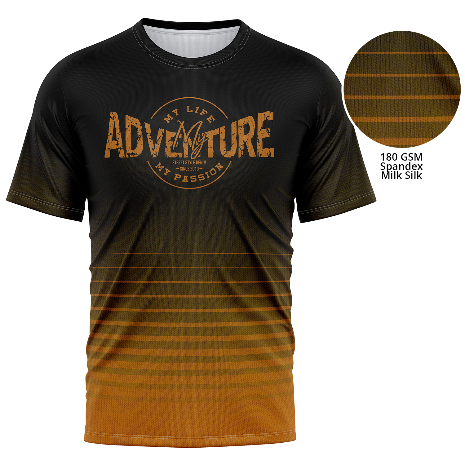 Unisex 180 GSM Spandex Milk Silk Sublimation Performance T-shirt