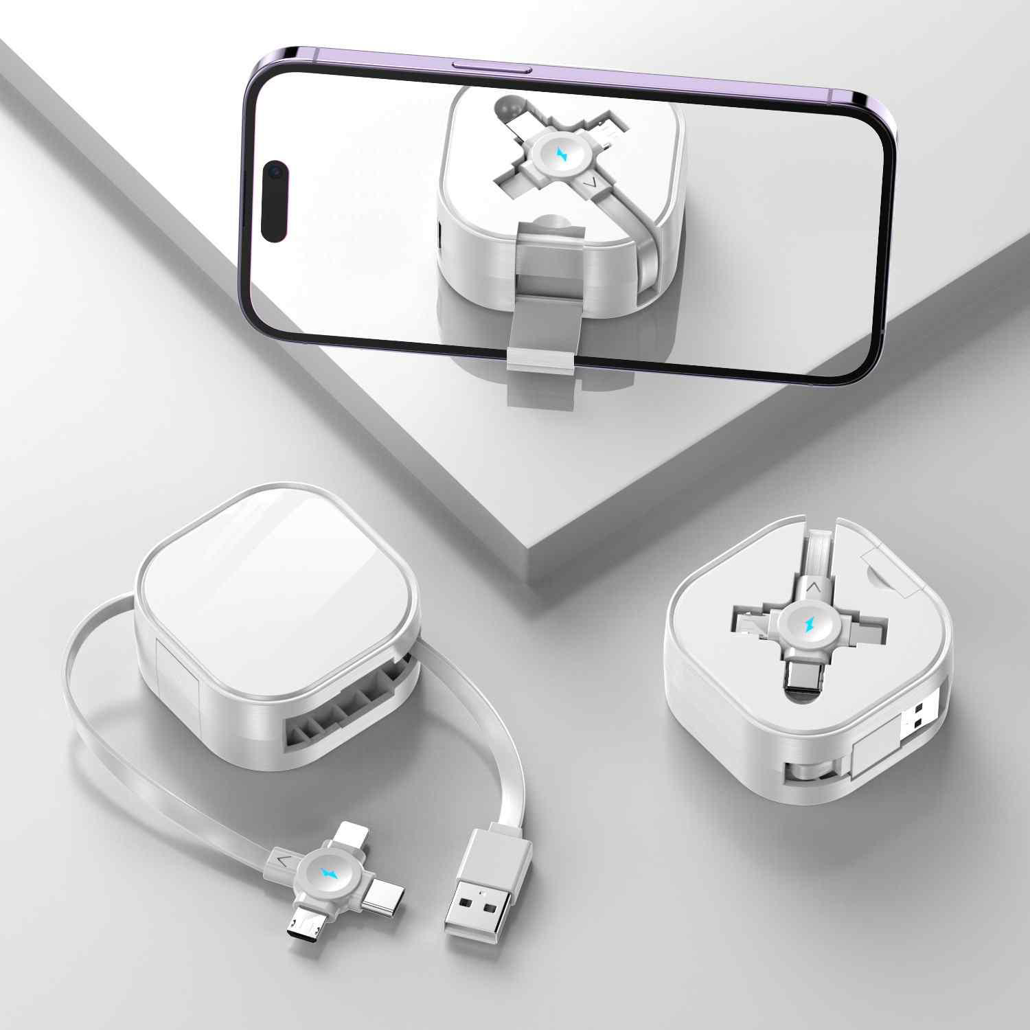 ASCOT Self-spooling USB charging cable for iPhone and Android