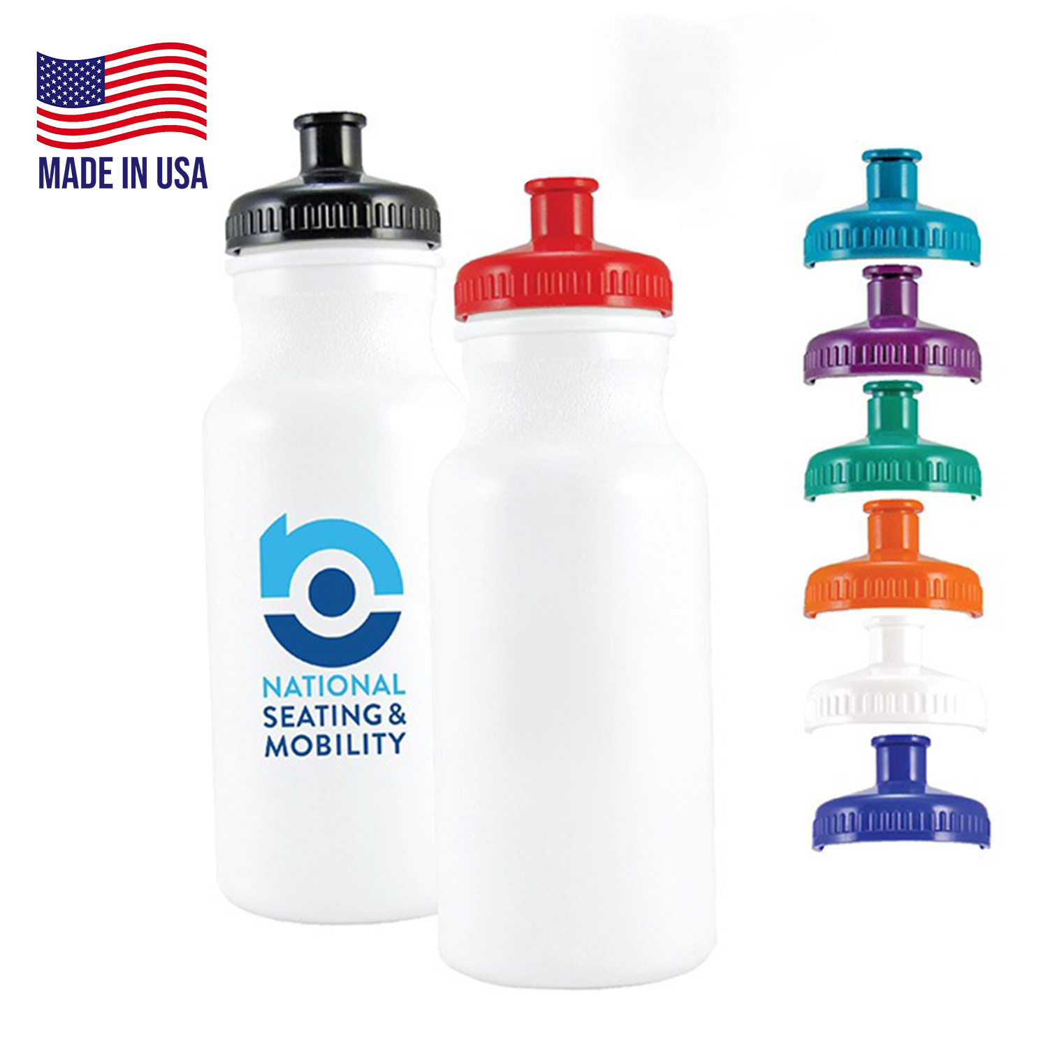 Bike Bottle USA made 20 oz plastic water bottles push spout