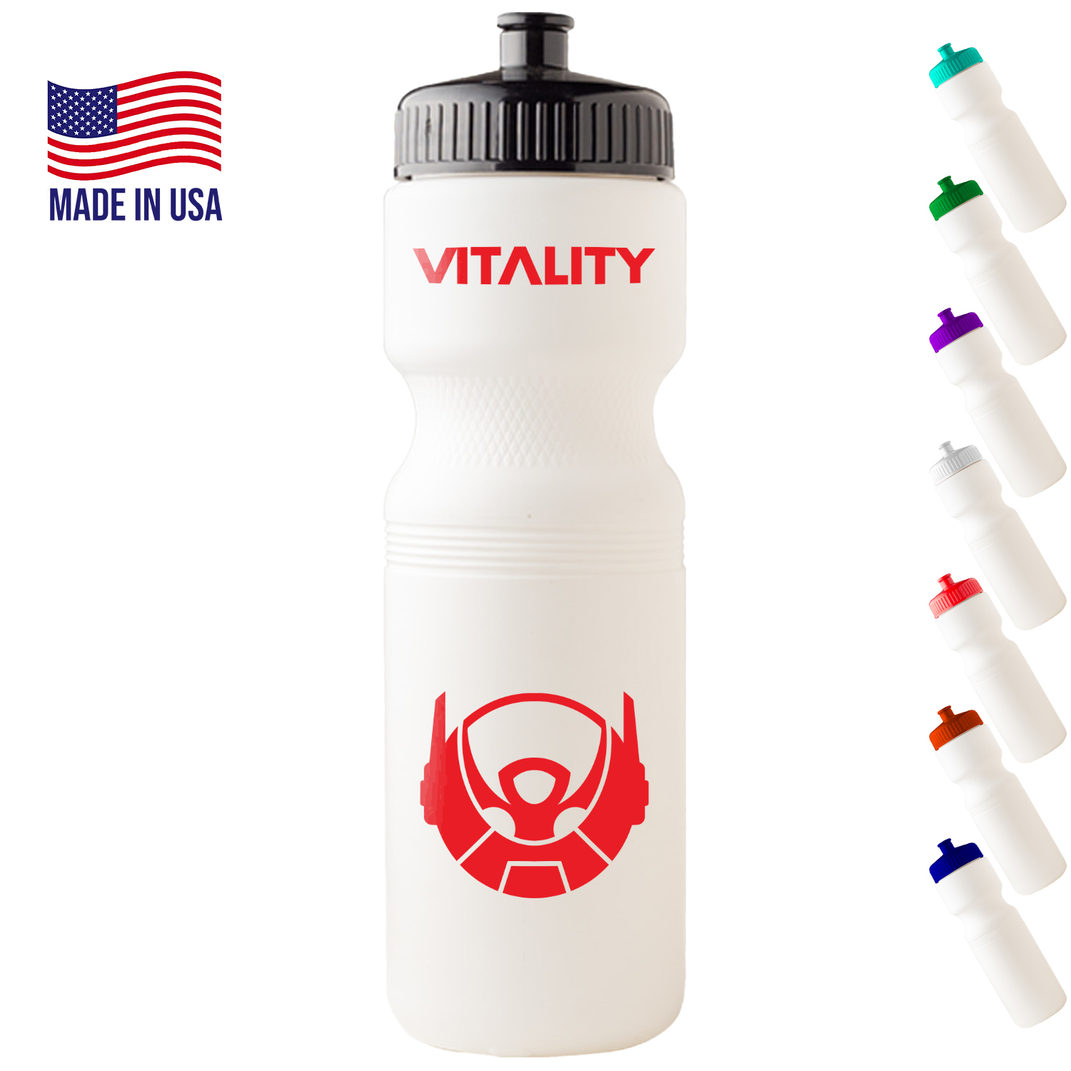 Bike Bottle USA made 28 oz plastic water bottles push spout